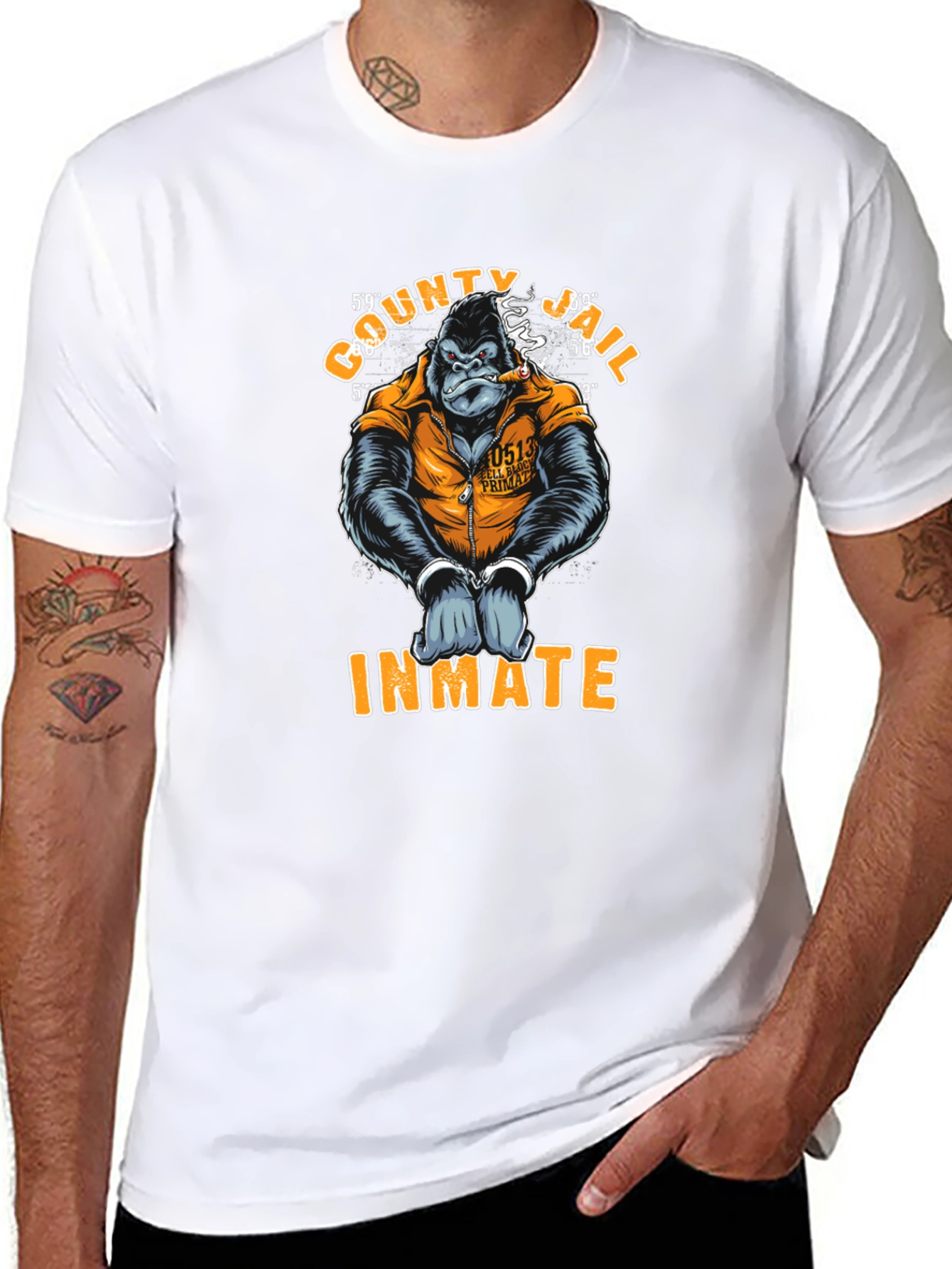 Black County Jail Inmate Gorilla T-Shirt view 8