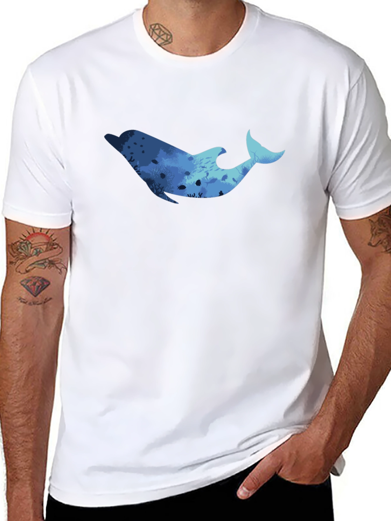 Black Dolphin Reef Graphic Black T-Shirt view 8
