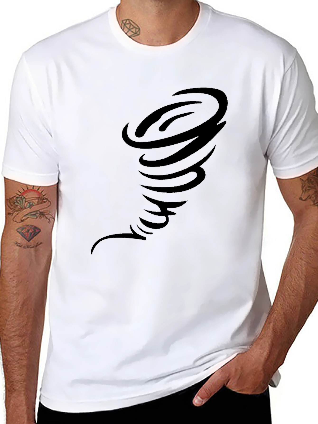 Black Men's Black Tornado Graphic Tee view 8