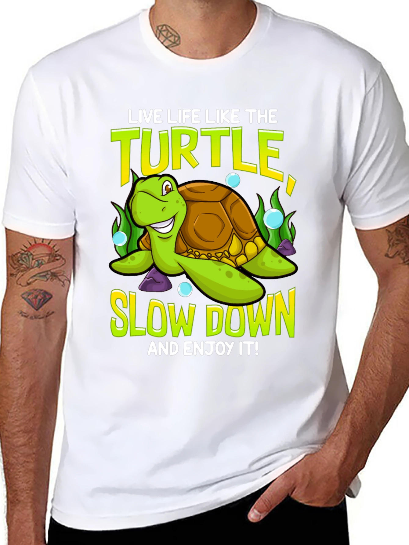 Black Live Like the Turtle Graphic T-Shirt view 8