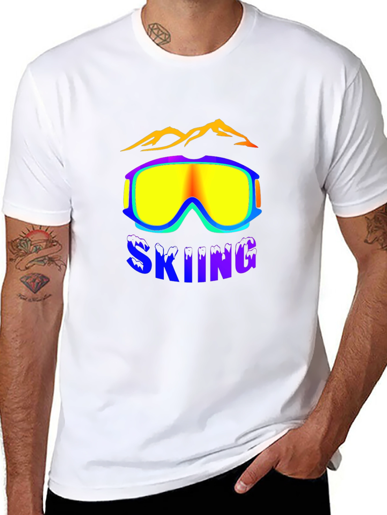 Black Skiing Graphic Tee - Black view 8