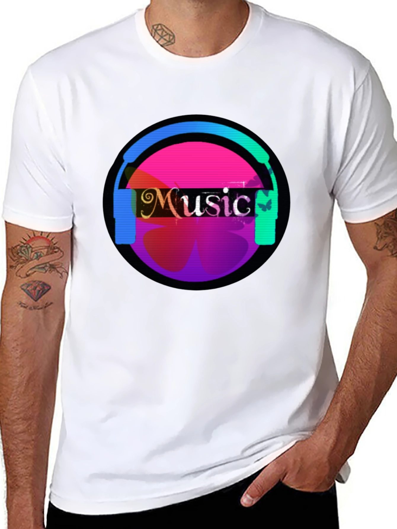 Black Music Headphone Graphic Tee - Casual Comfort view 8