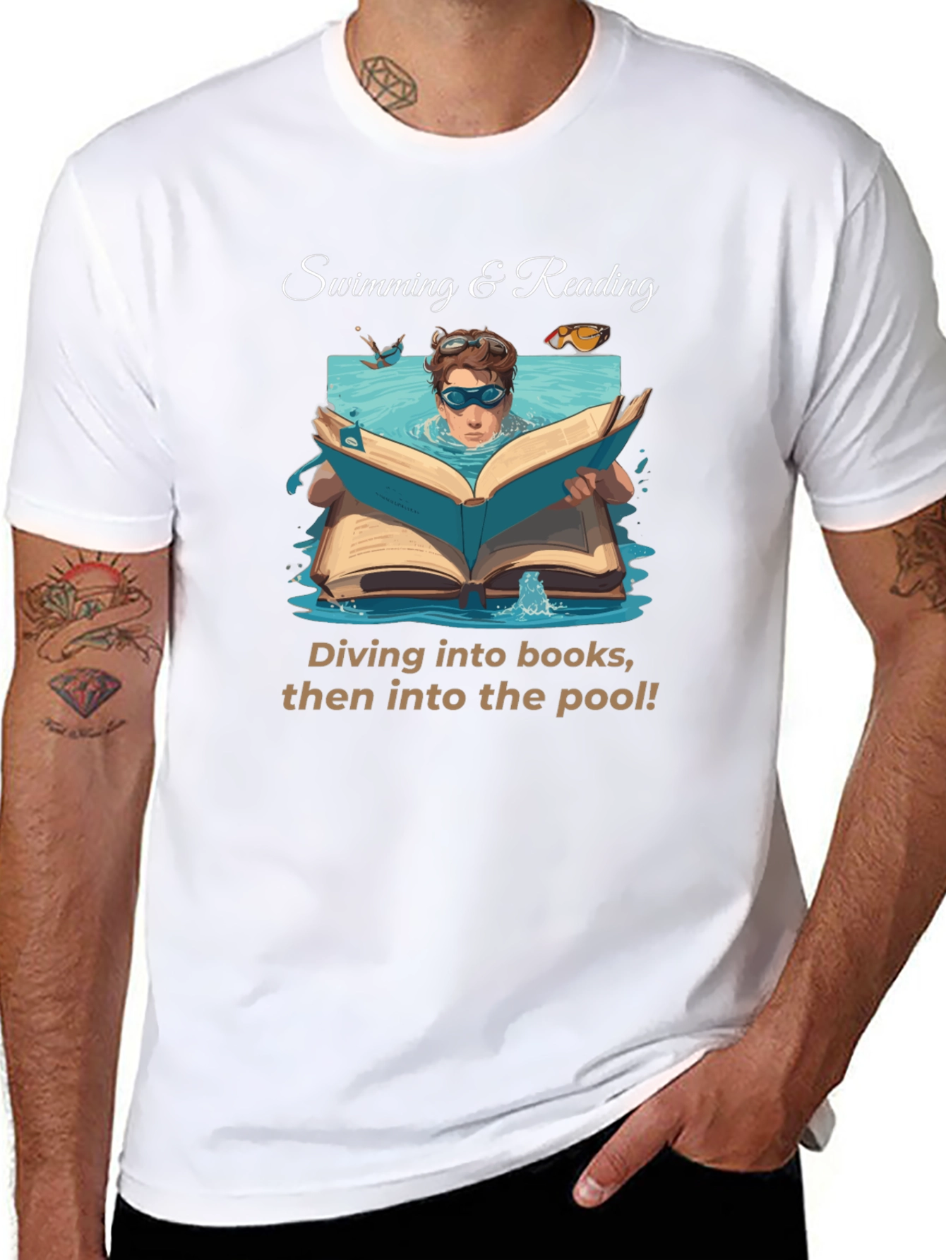 Black Swimming & Reading T-Shirt view 8