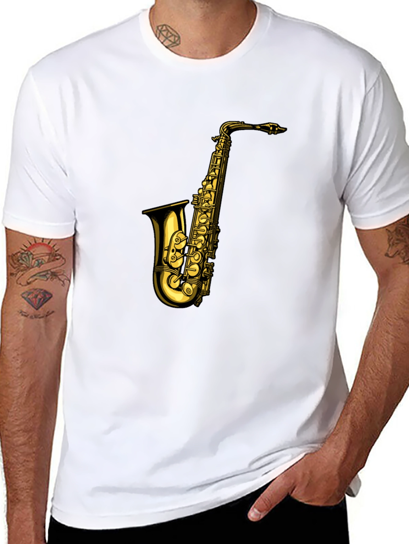 Black Saxophone Graphic T-Shirt - Black view 8