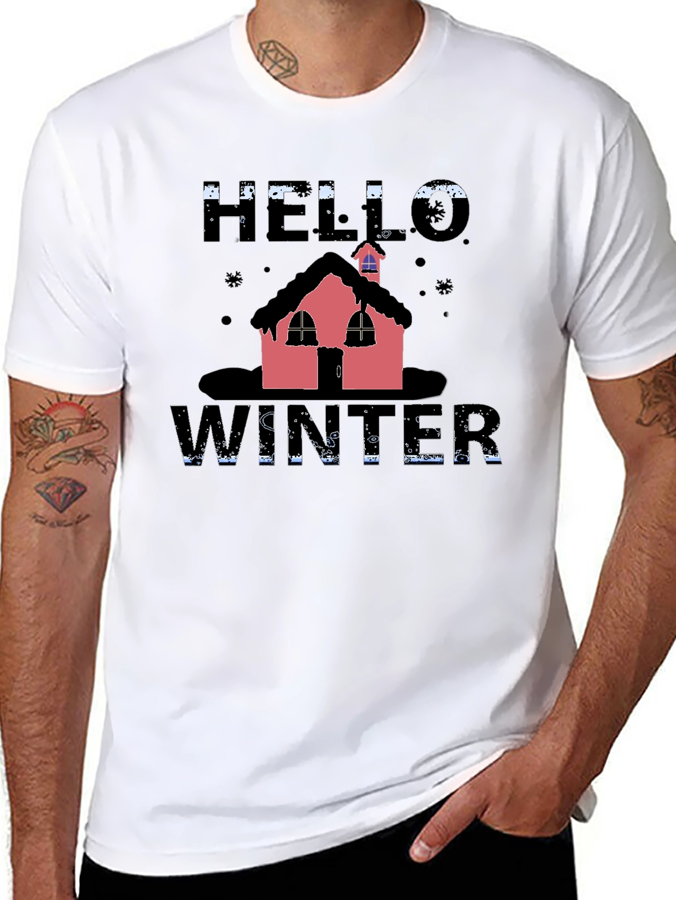 Black Hello Winter T-Shirt view 8