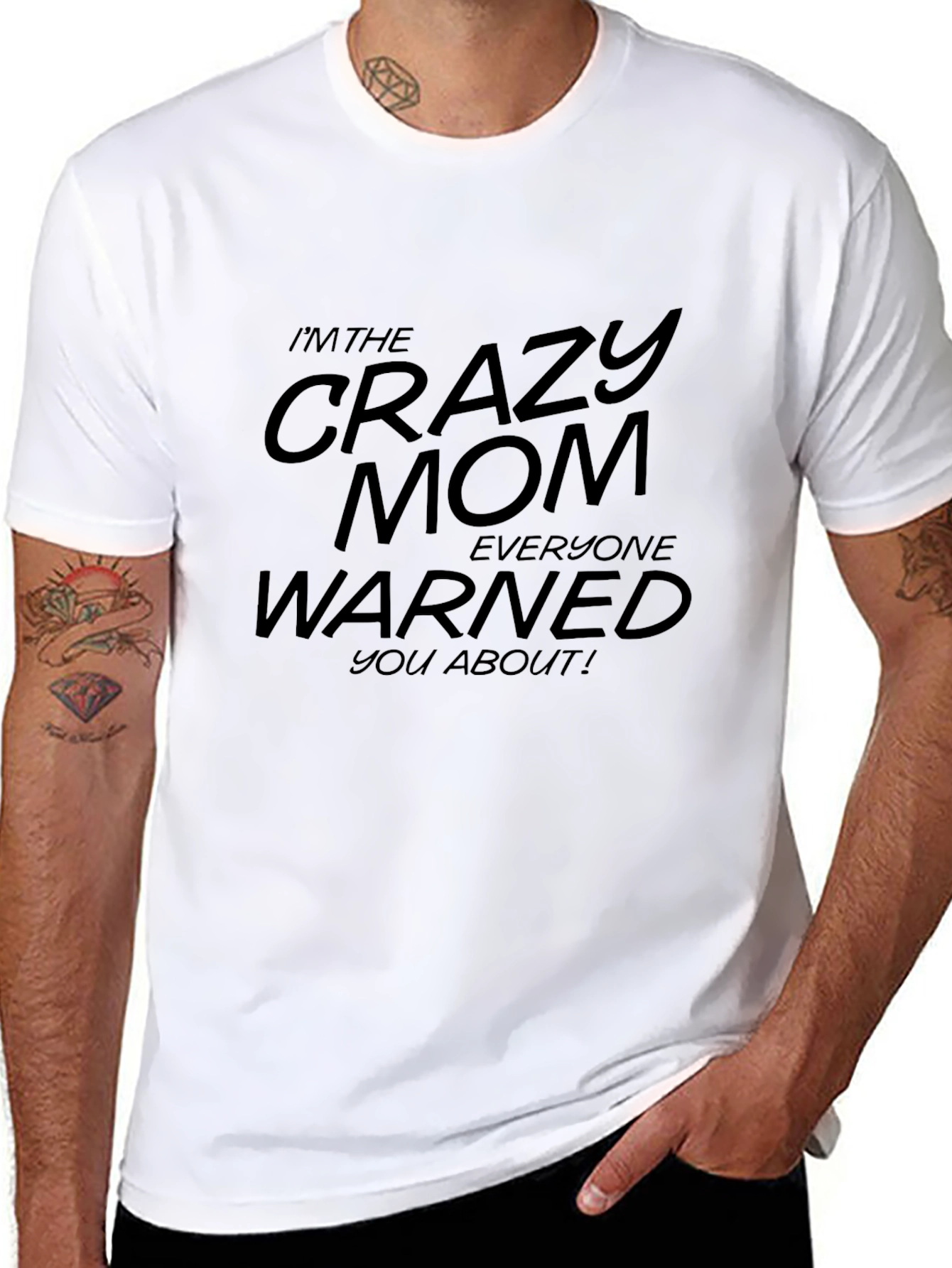 Black Crazy Mom T-Shirt - Funny Graphic Tee view 8
