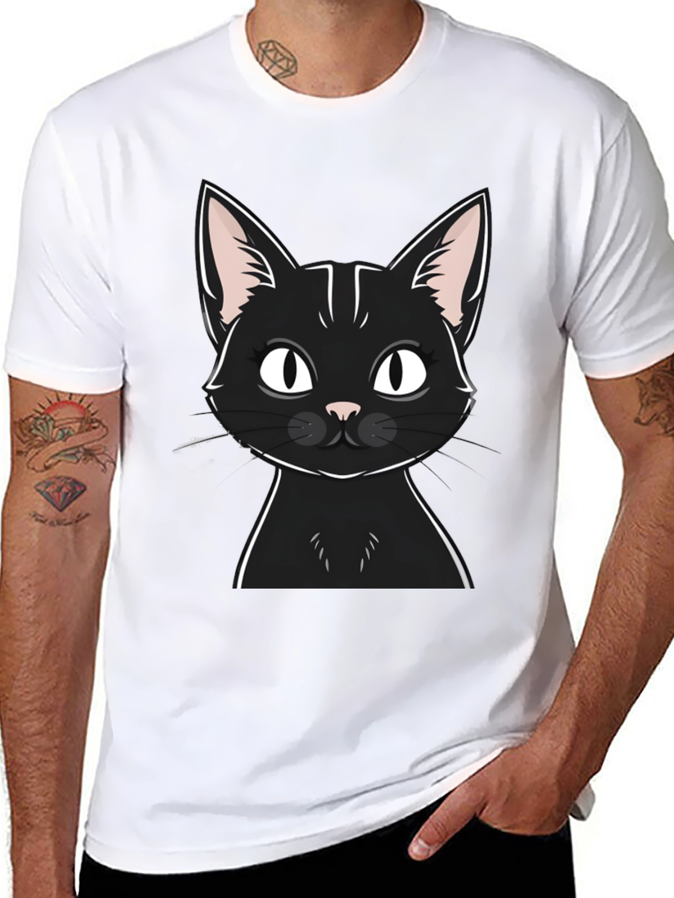 Black Black Cat Graphic T-Shirt - Unisex Casual Tee view 8