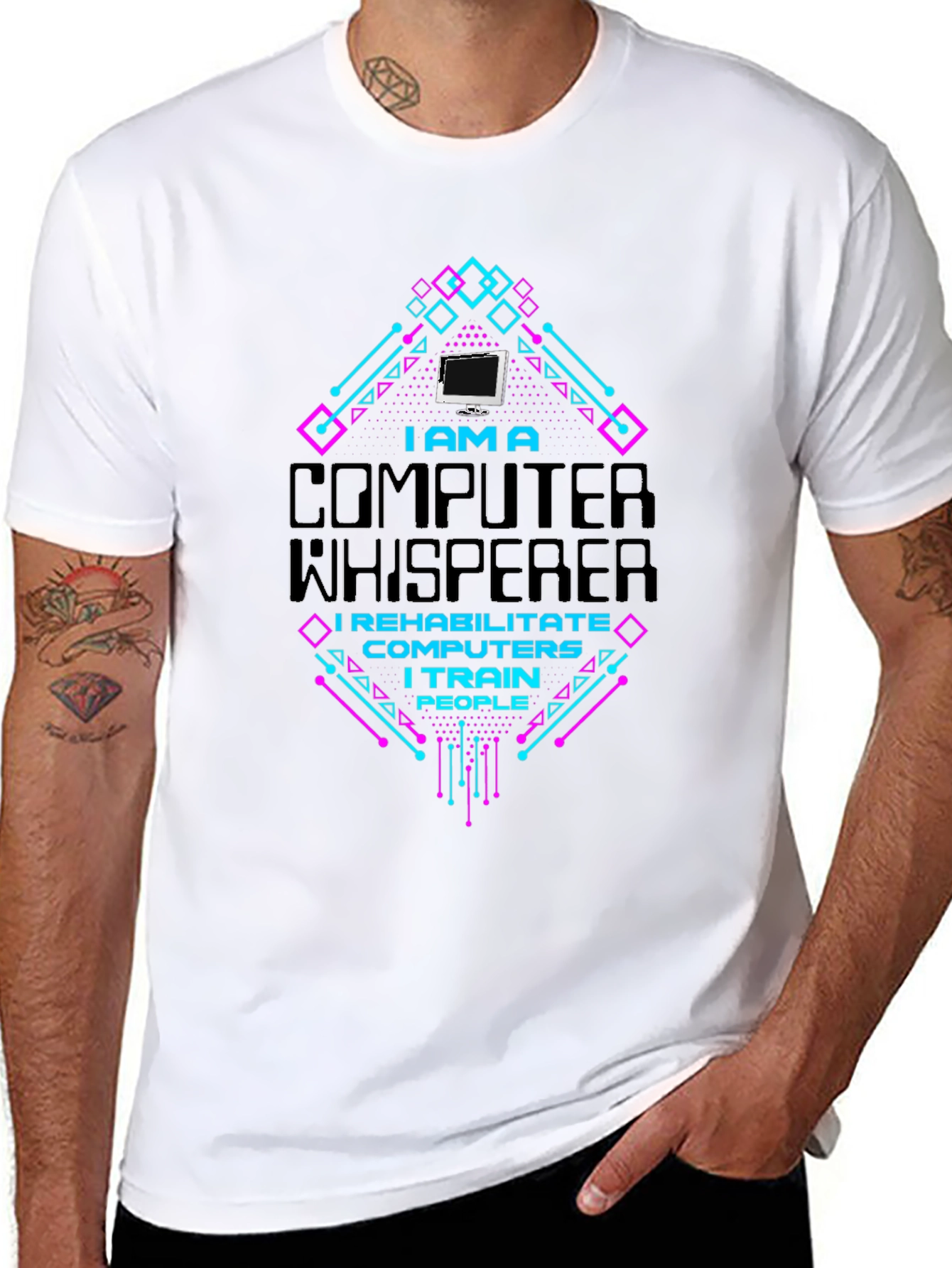 Black Computer Whisperer Graphic T-Shirt view 8