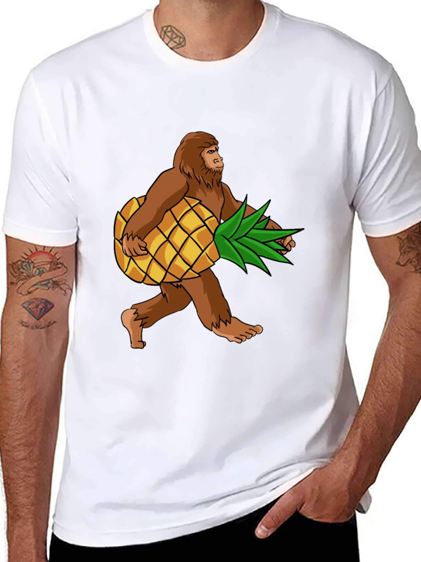 Black Sasquatch Pineapple T-Shirt - Funny Bigfoot Tee view 8