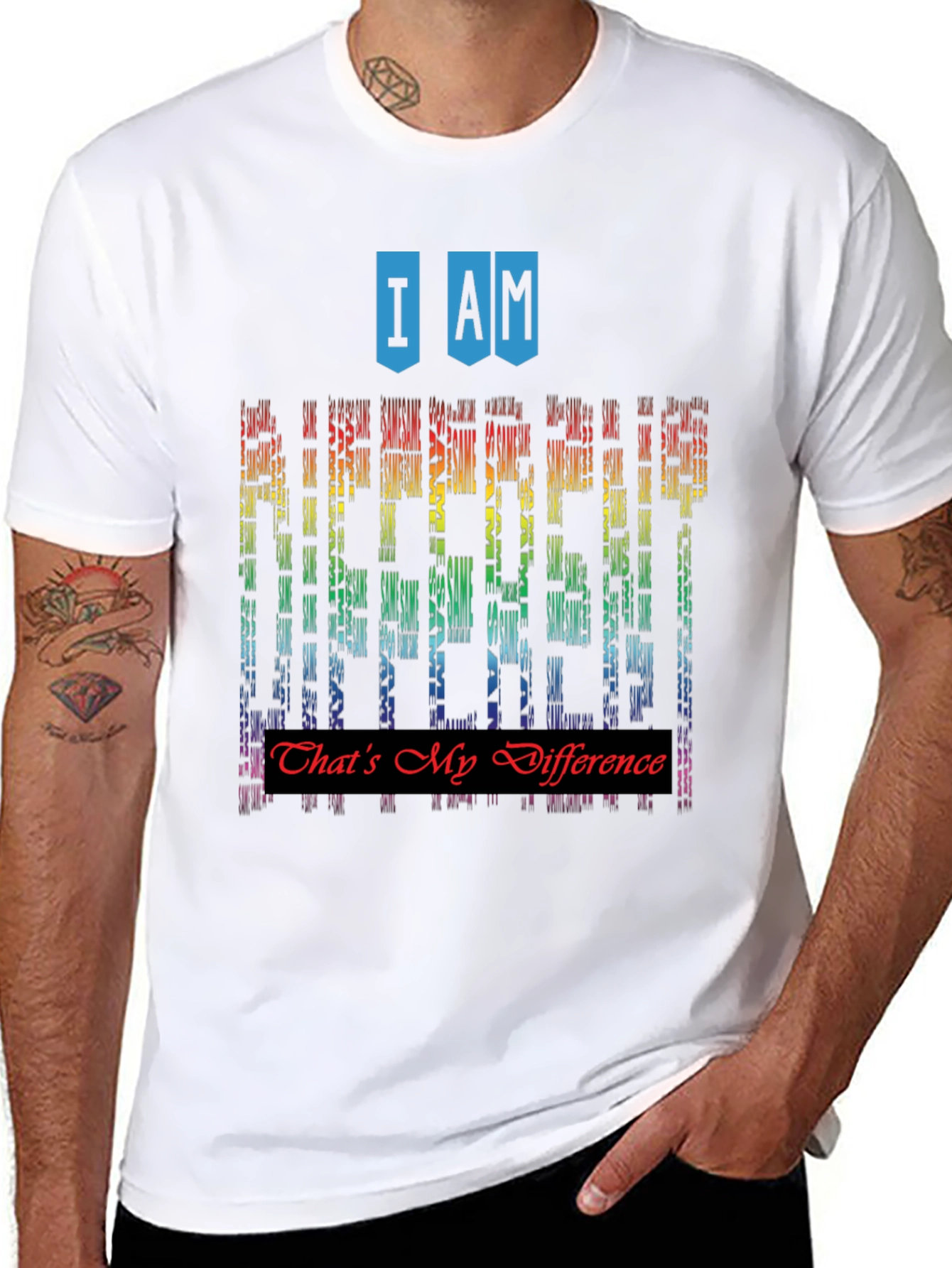 Black I Am Different Rainbow Graphic T-Shirt view 8
