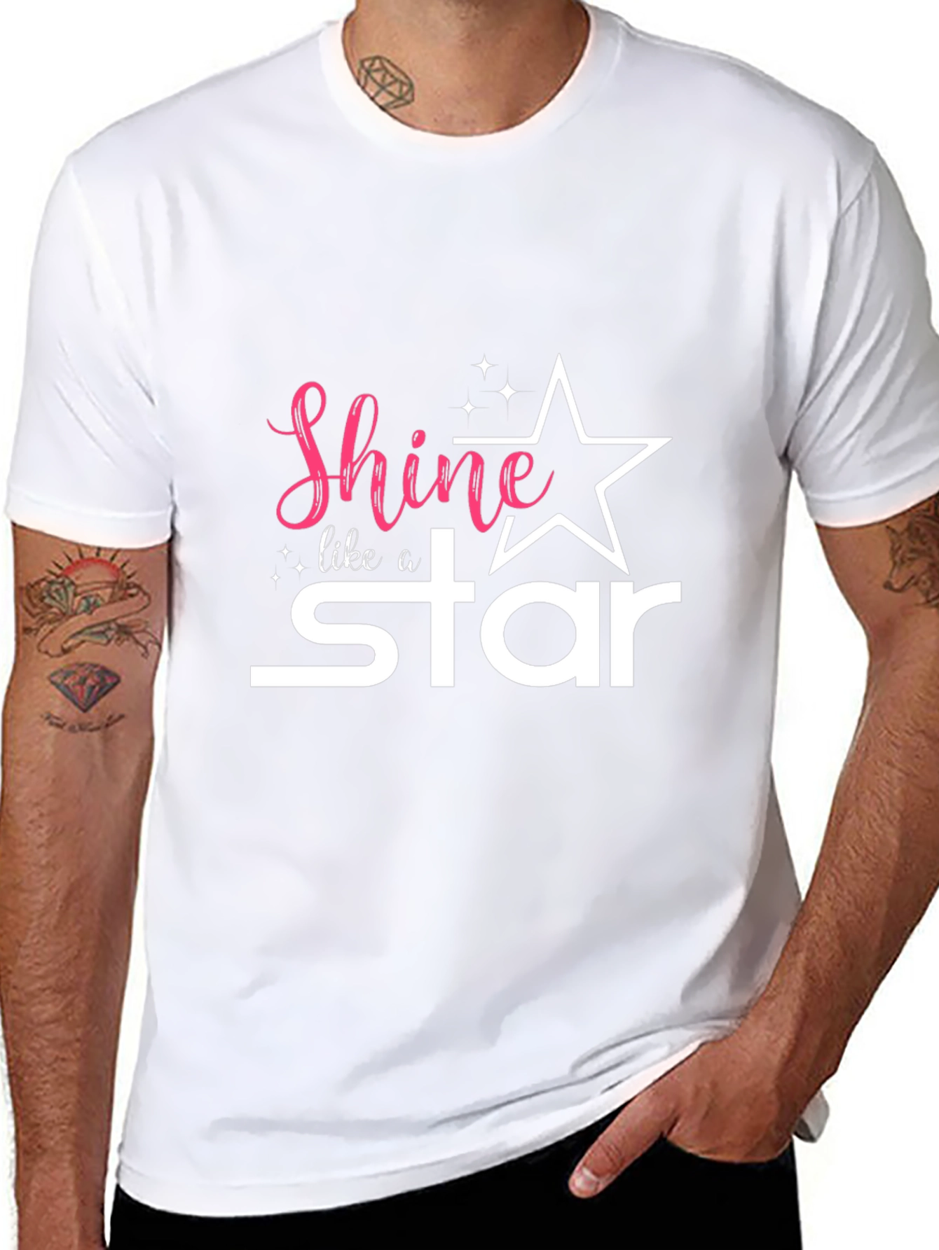 Black Shine Like a Star Graphic Tee - Black Unisex T-Shirt view 8