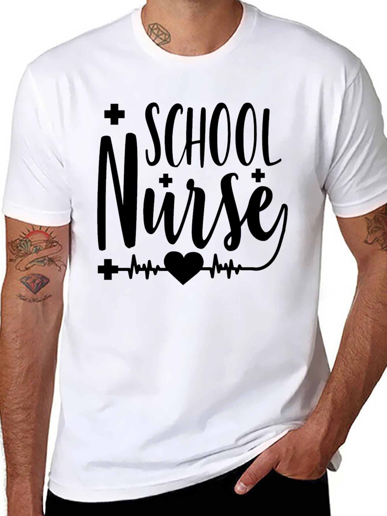 Black School Nurse Graphic Tee - Black view 8