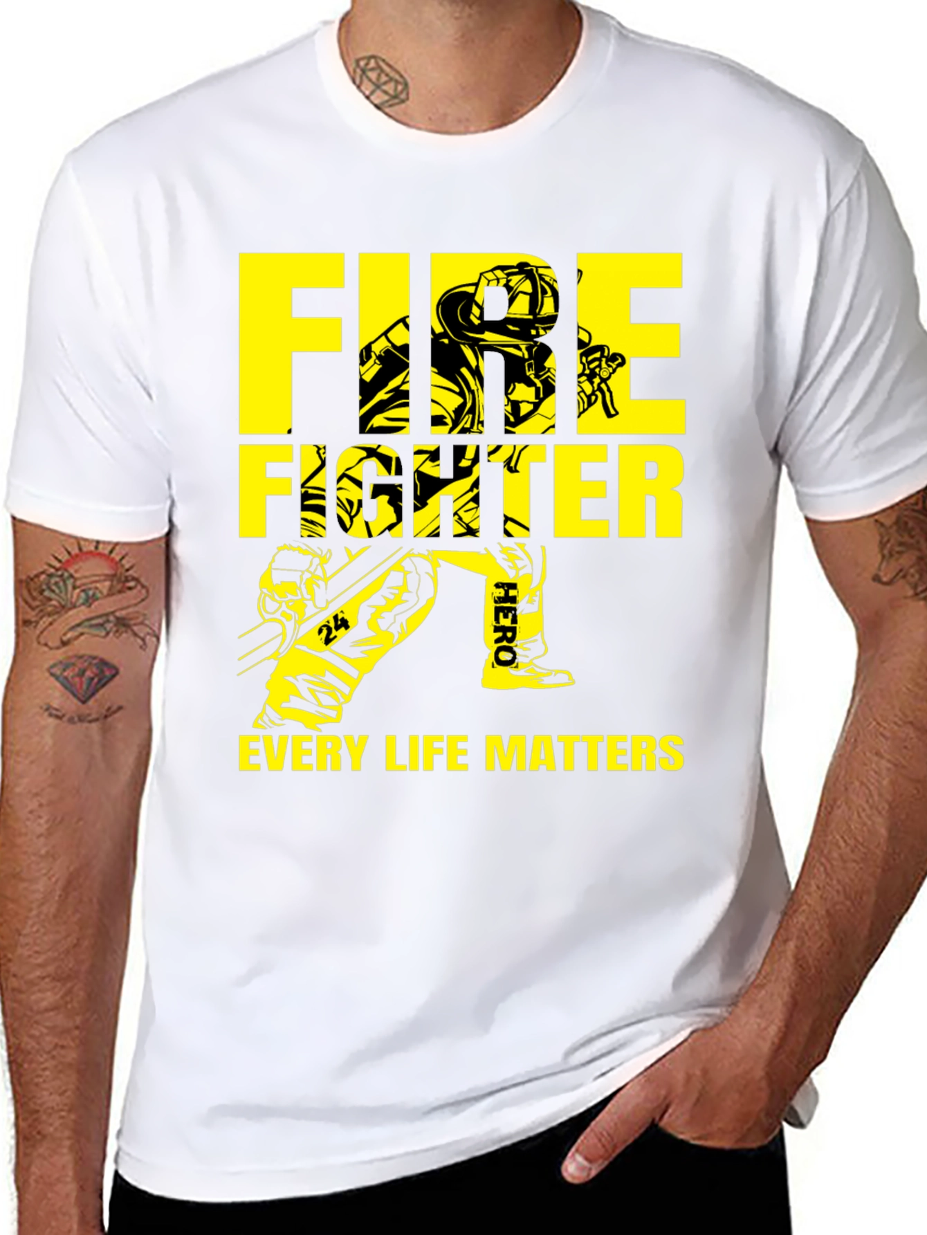 Black Firefighter Every Life Matters Graphic T-Shirt view 8