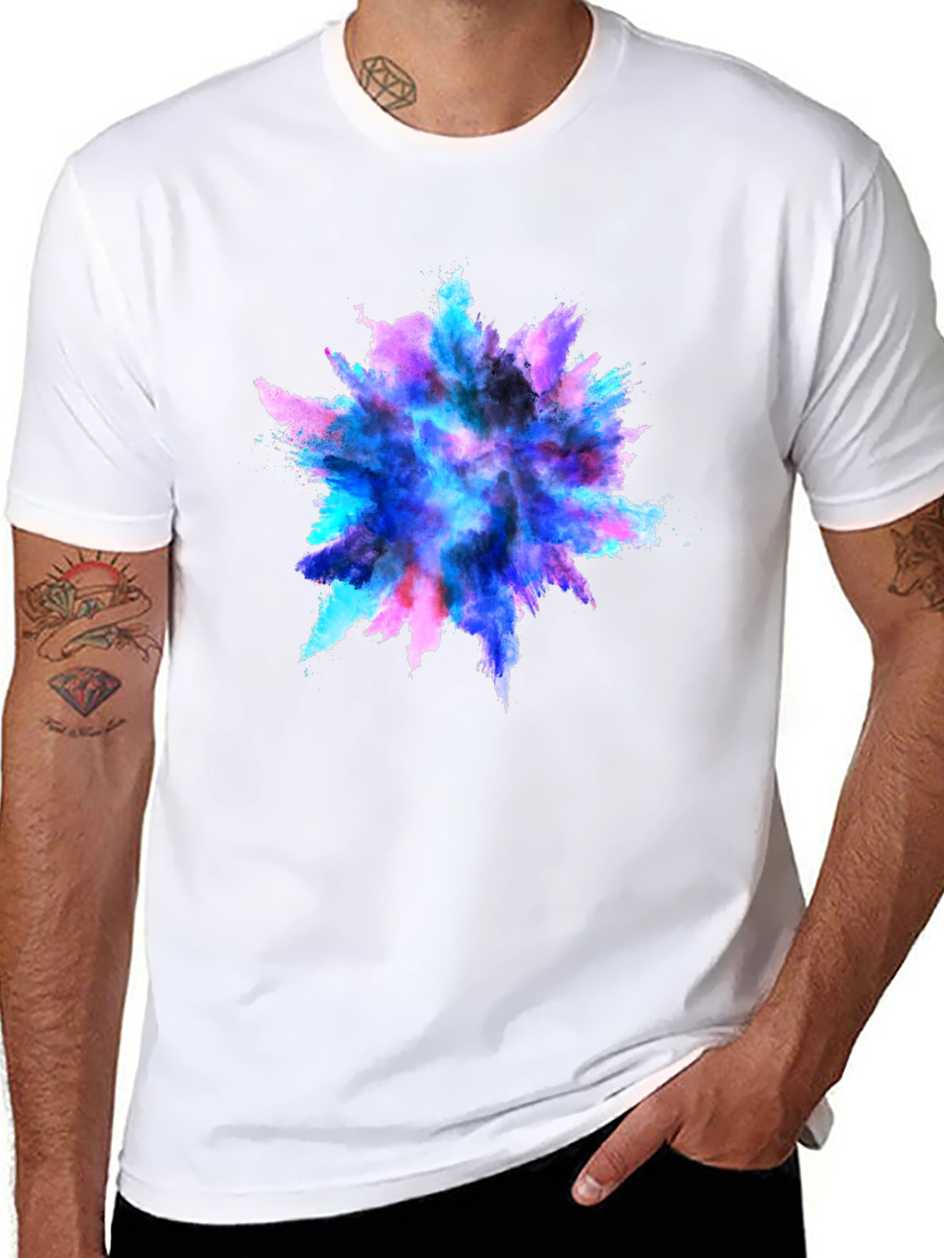 Black Colorful Burst Graphic Black T-Shirt view 8