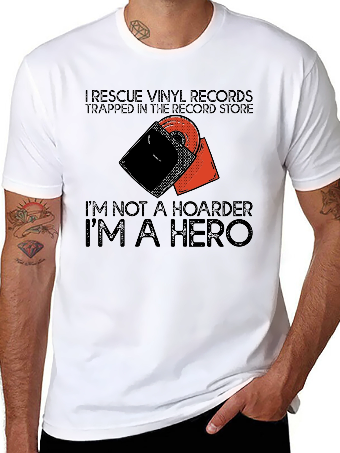 Black Vinyl Record Hero T-Shirt view 8