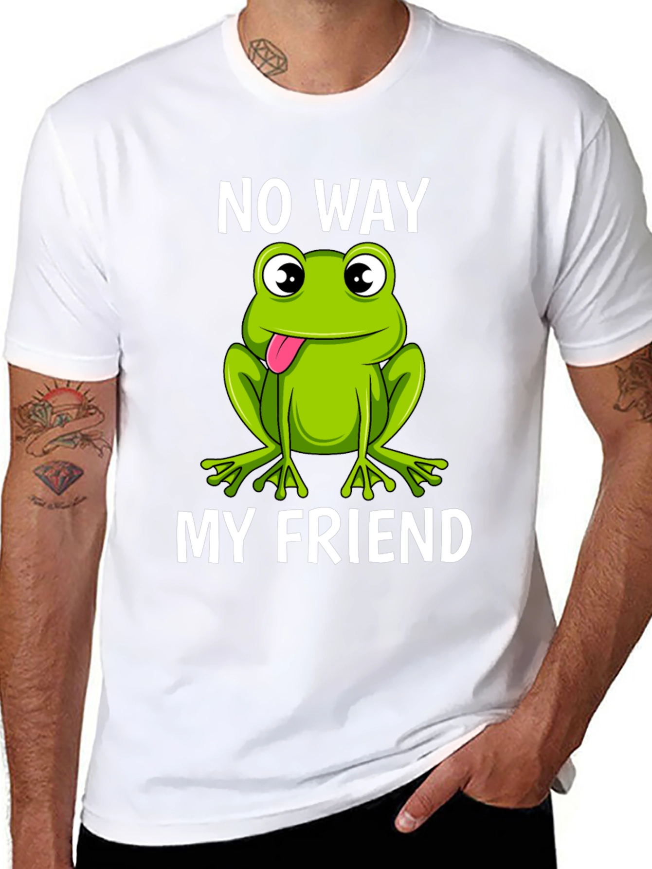 Black No Way My Friend Frog Graphic T-Shirt view 8