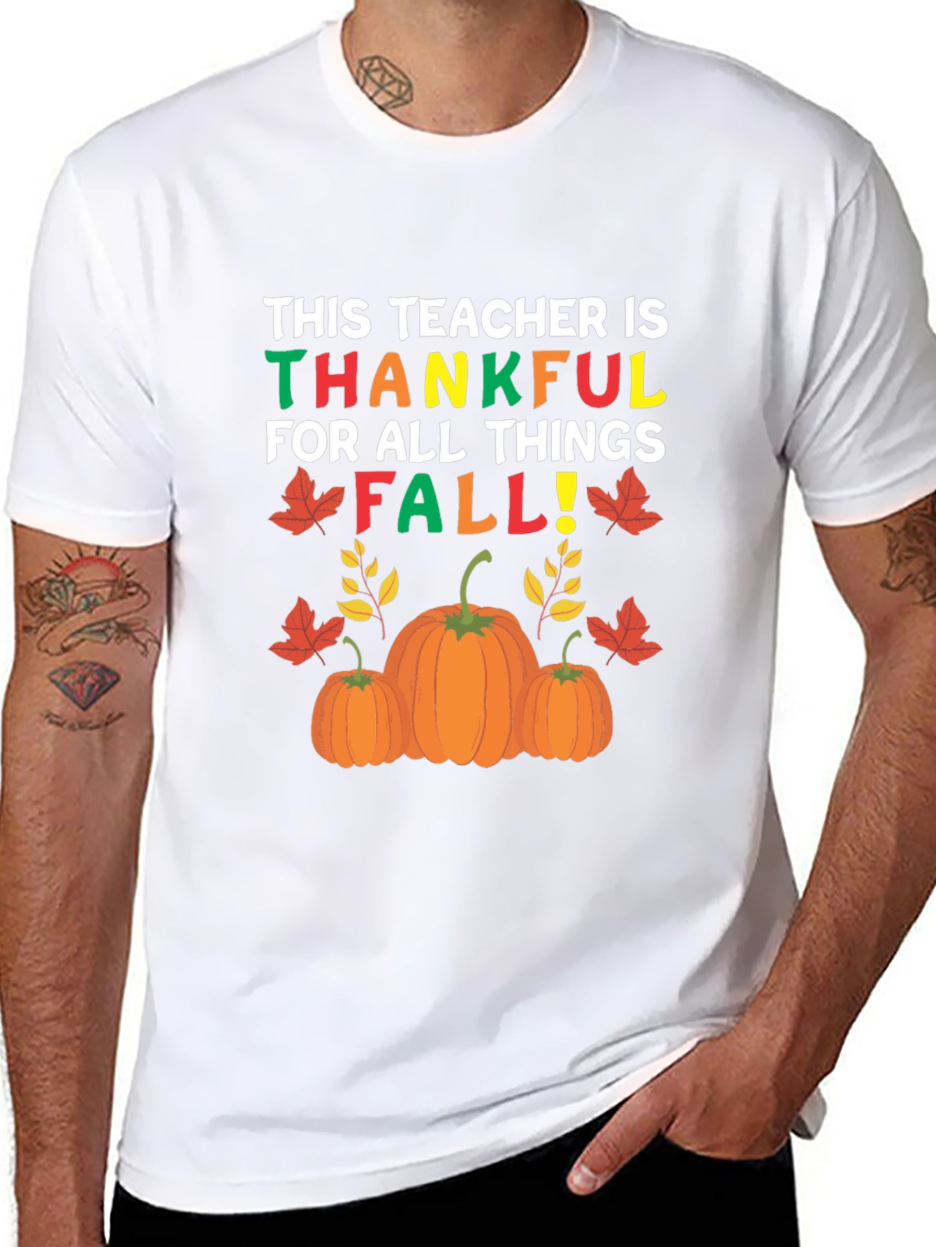 Black Teacher Thankful Fall T-Shirt, Autumn Graphic Tee view 8