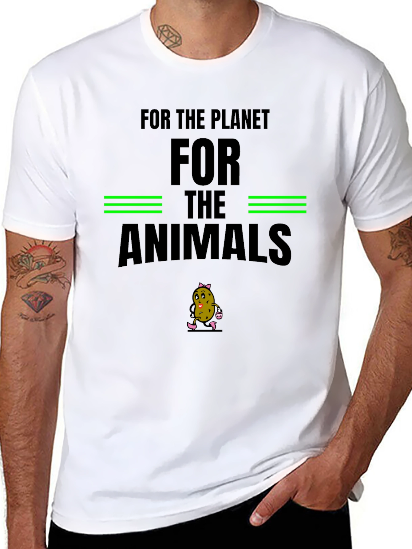 Black Vegan T-Shirt - For the Animals view 8