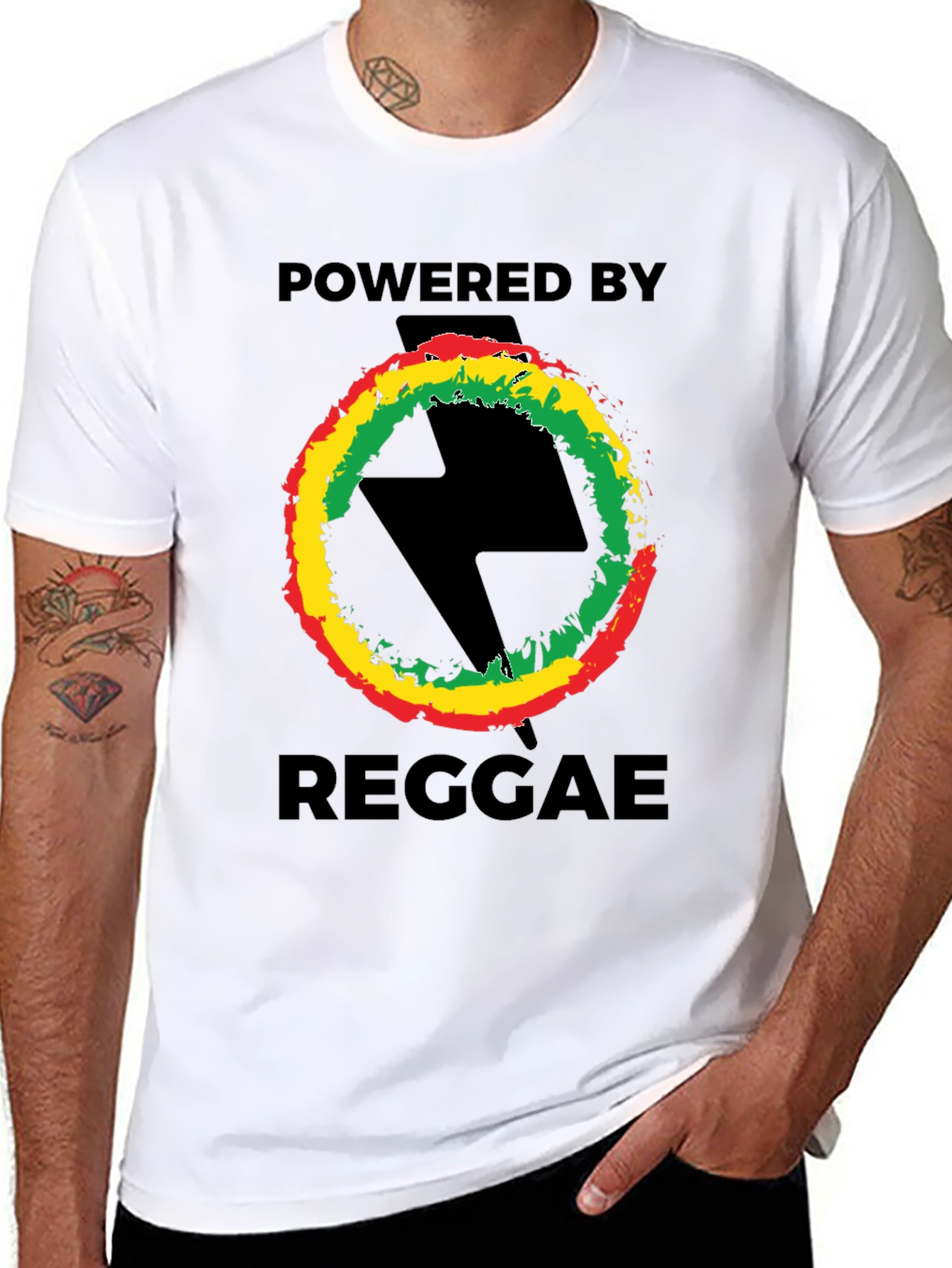 Black Powered By Reggae T-Shirt - Black view 8