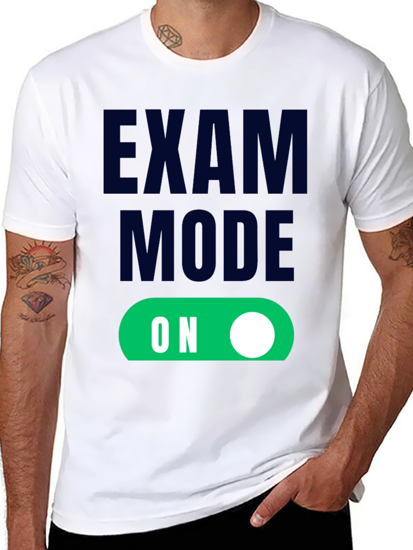 Black Exam Mode On - Funny Student T-Shirt view 8