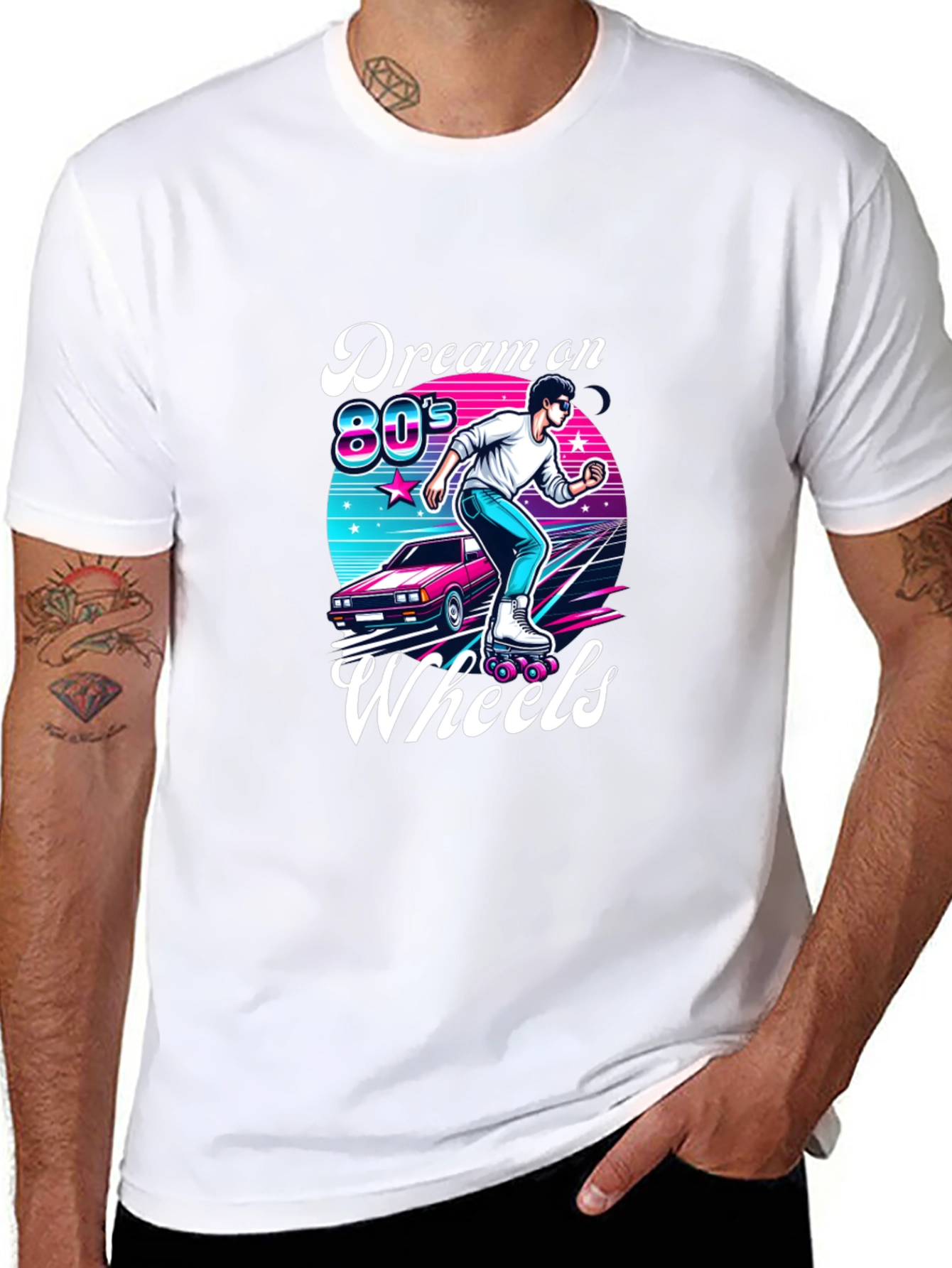 Black Retro 80s Roller Skating T-Shirt view 8