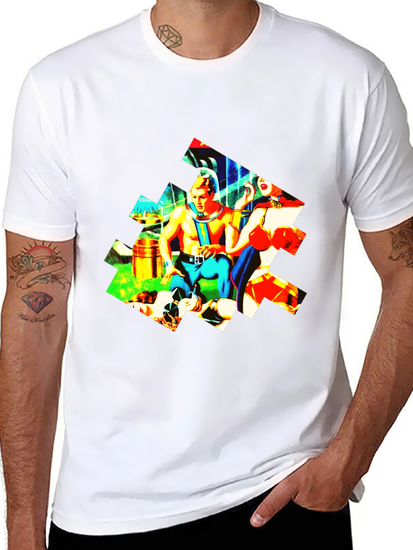 Black Retro Sci-Fi T-Shirt - Colorful Graphic Tee view 8