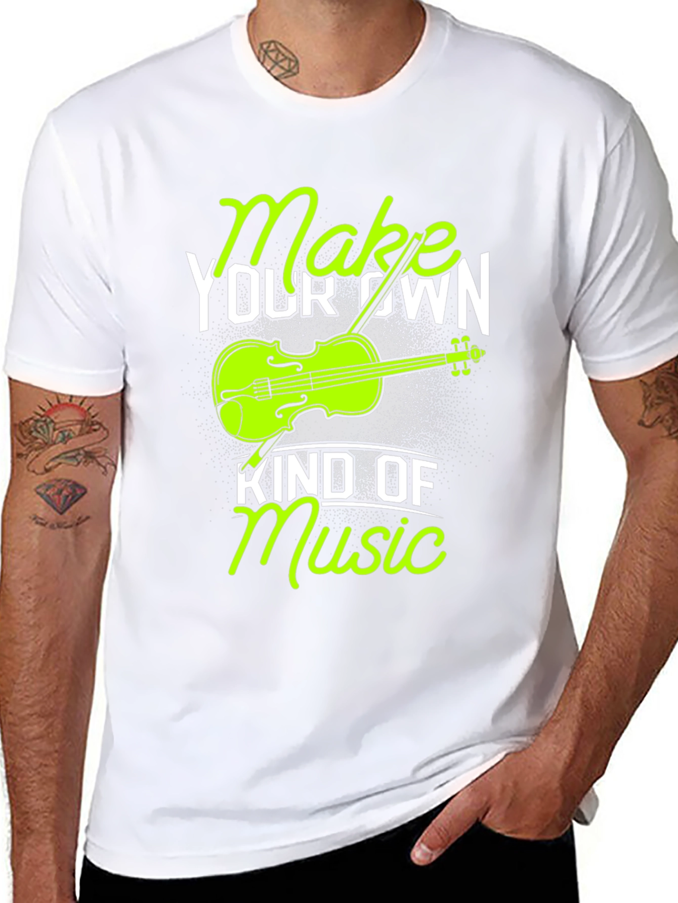 Black Make Your Own Kind of Music T-Shirt - Violin Graphic Tee view 8