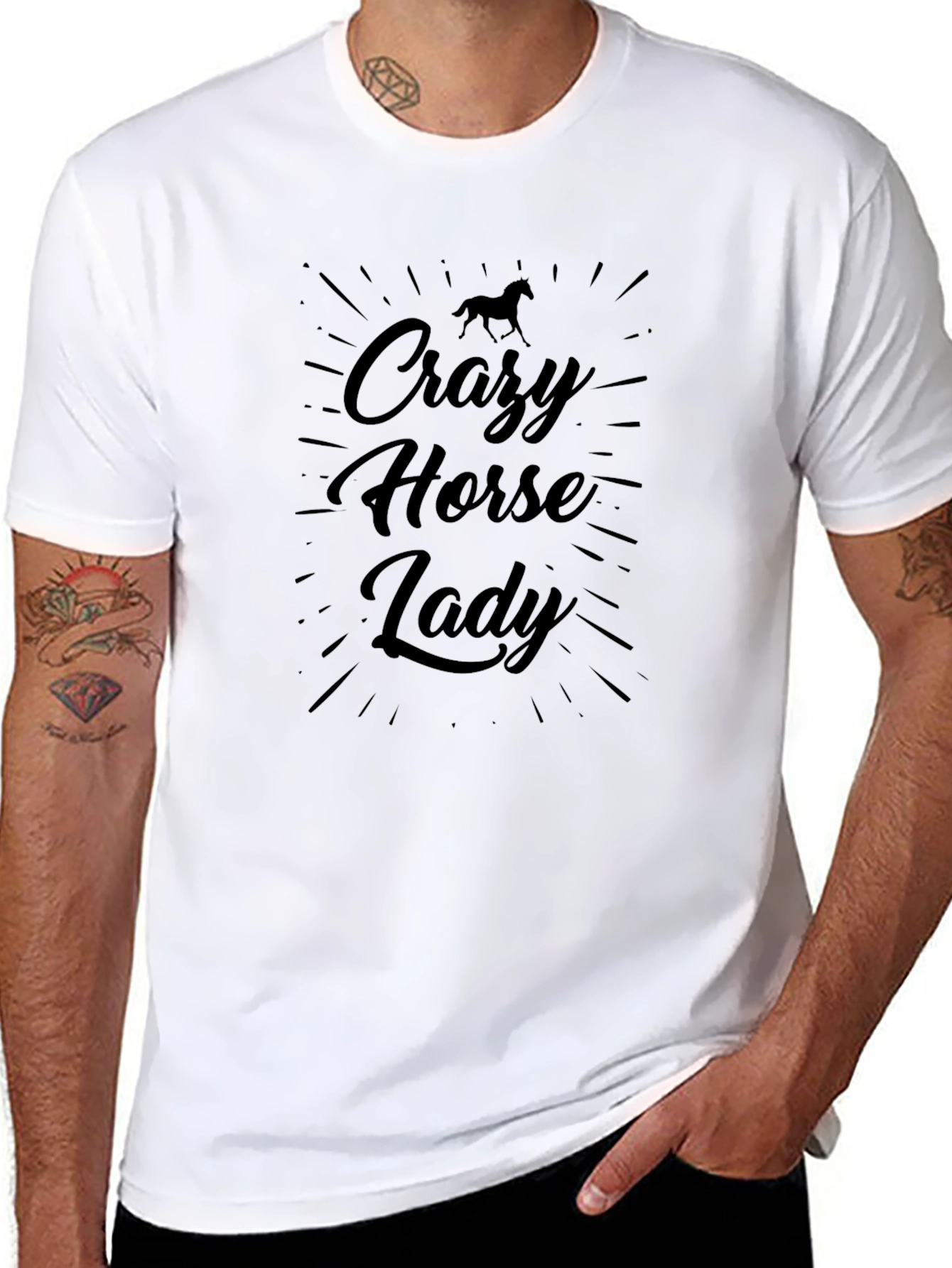 Black Crazy Horse Lady Graphic T-Shirt view 8