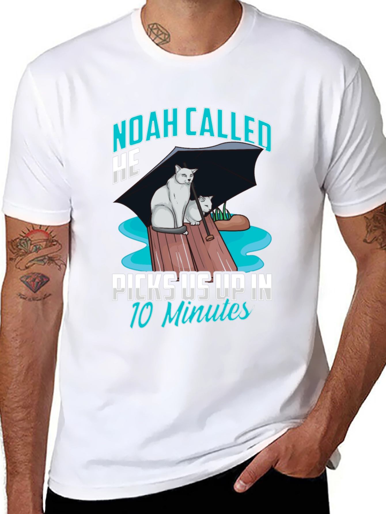 Black Noah Called Funny Cat T-Shirt view 8