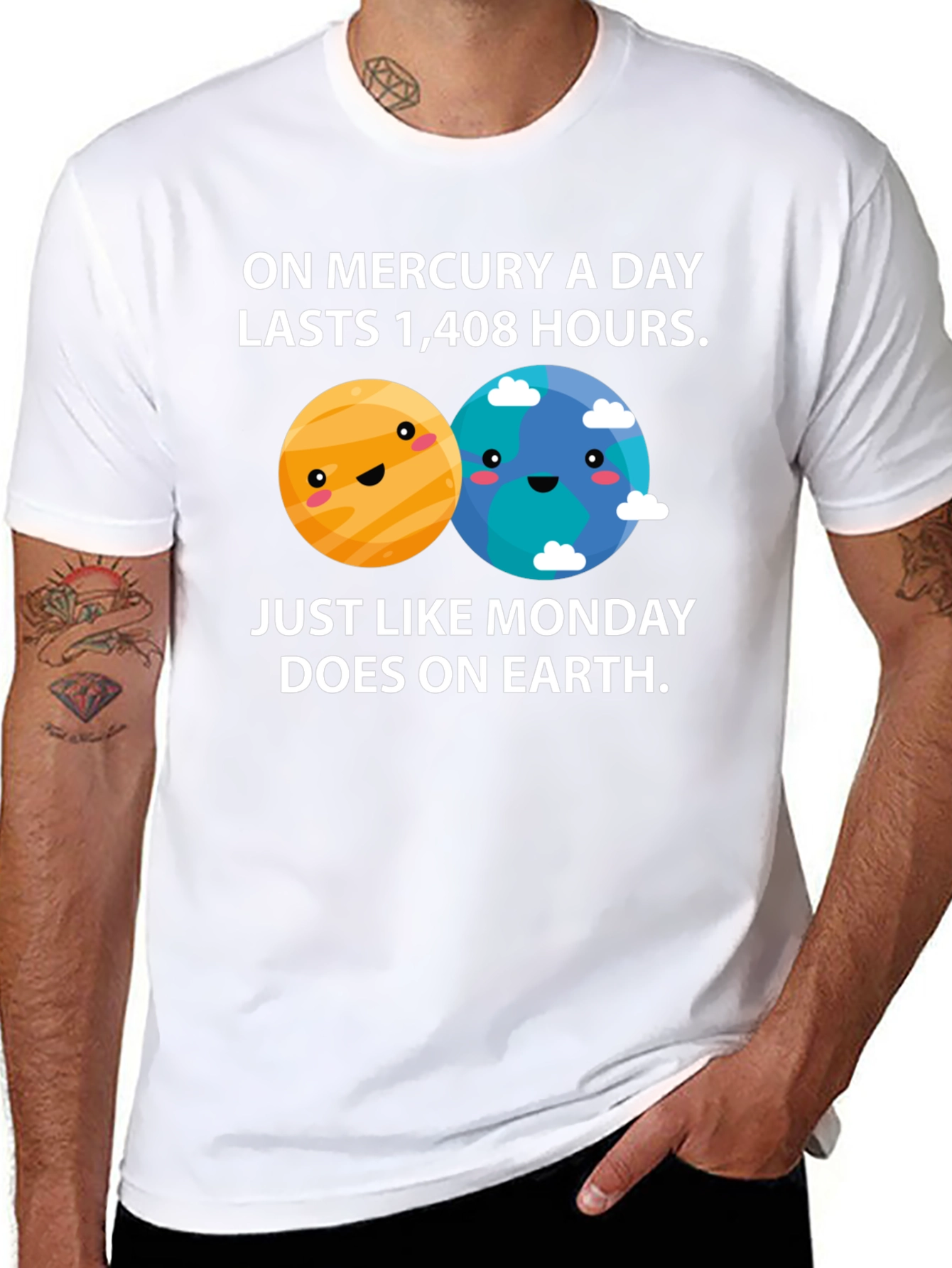 Black Funny Planets Mercury Monday T-Shirt view 8