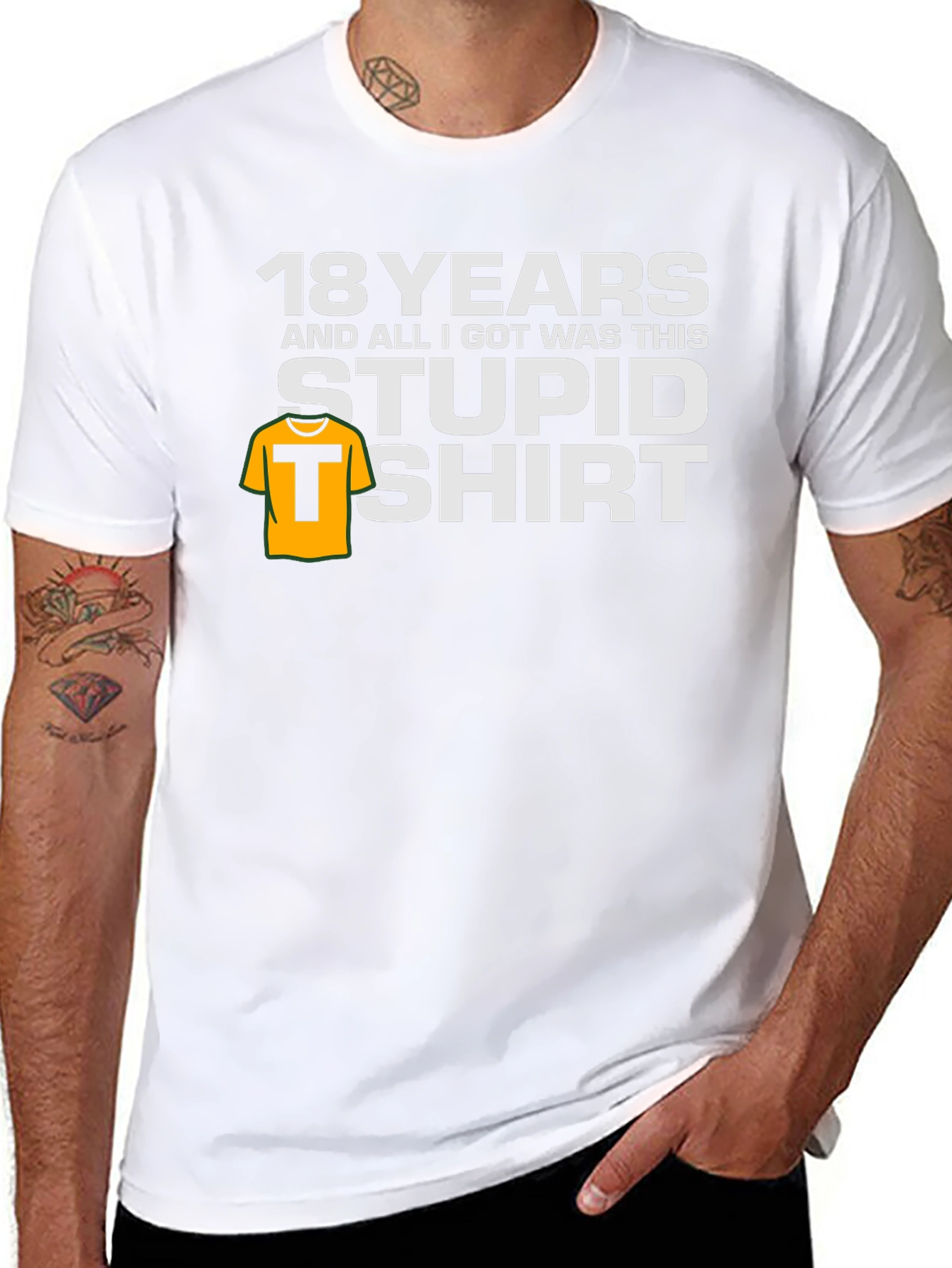 Black Funny 18 Years Stupid Shirt Black T-Shirt view 8