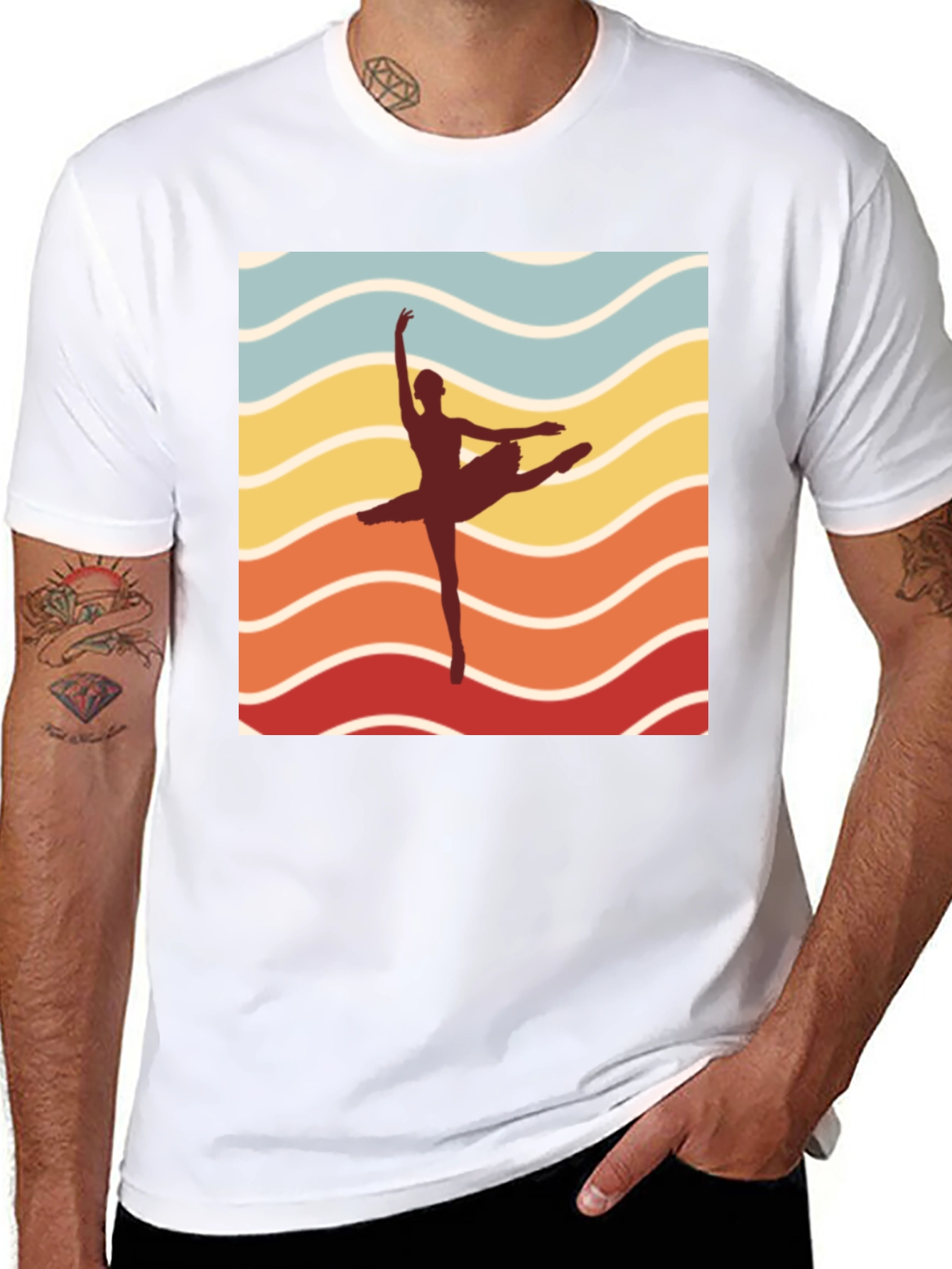 Black Ballet Retro Tee - Dancer Silhouette view 8