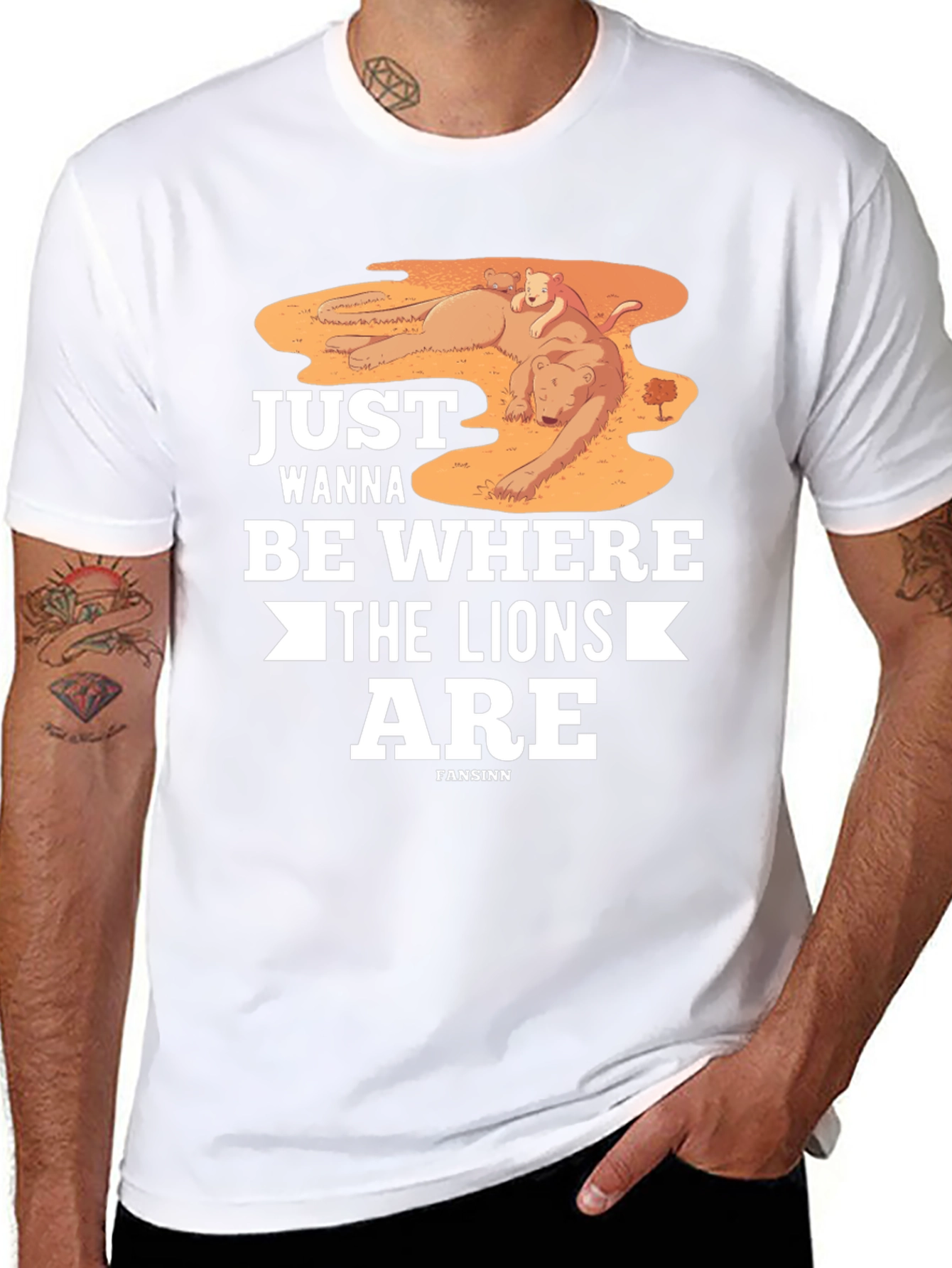 Black Just Wanna Be Where The Lions Are Graphic Tee view 8