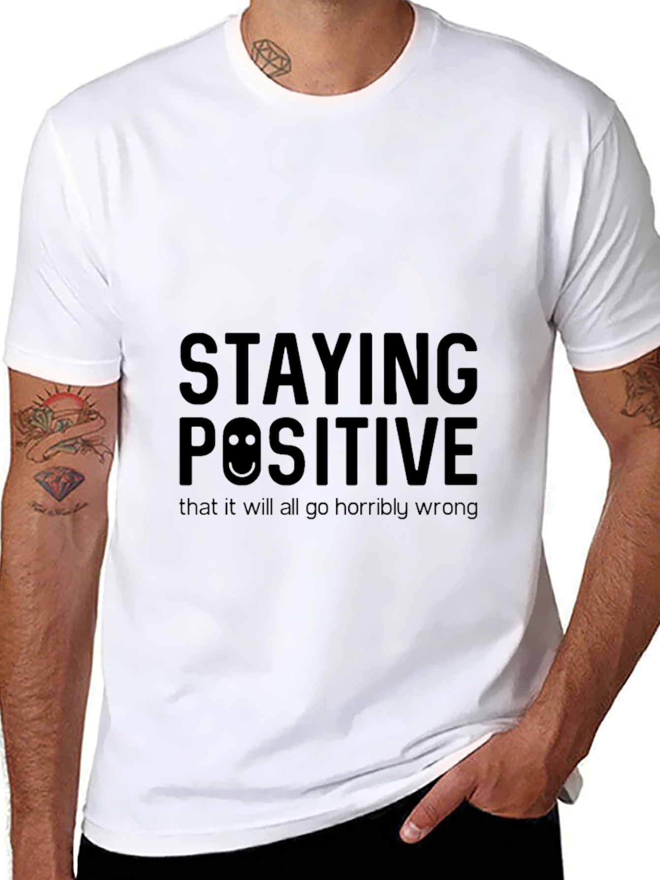 Black Staying Positive Graphic Black T-Shirt view 8