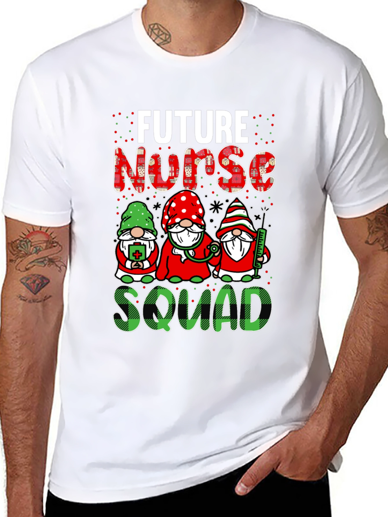 Black Future Nurse Squad T-Shirt Cute Gnomes Design view 8
