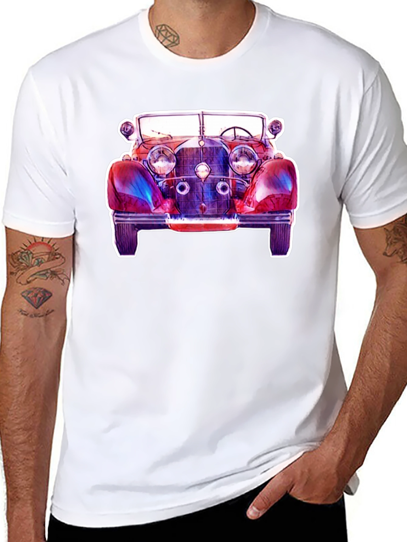 Black Vintage Car Graphic Tee - Classic Auto Shirt view 8