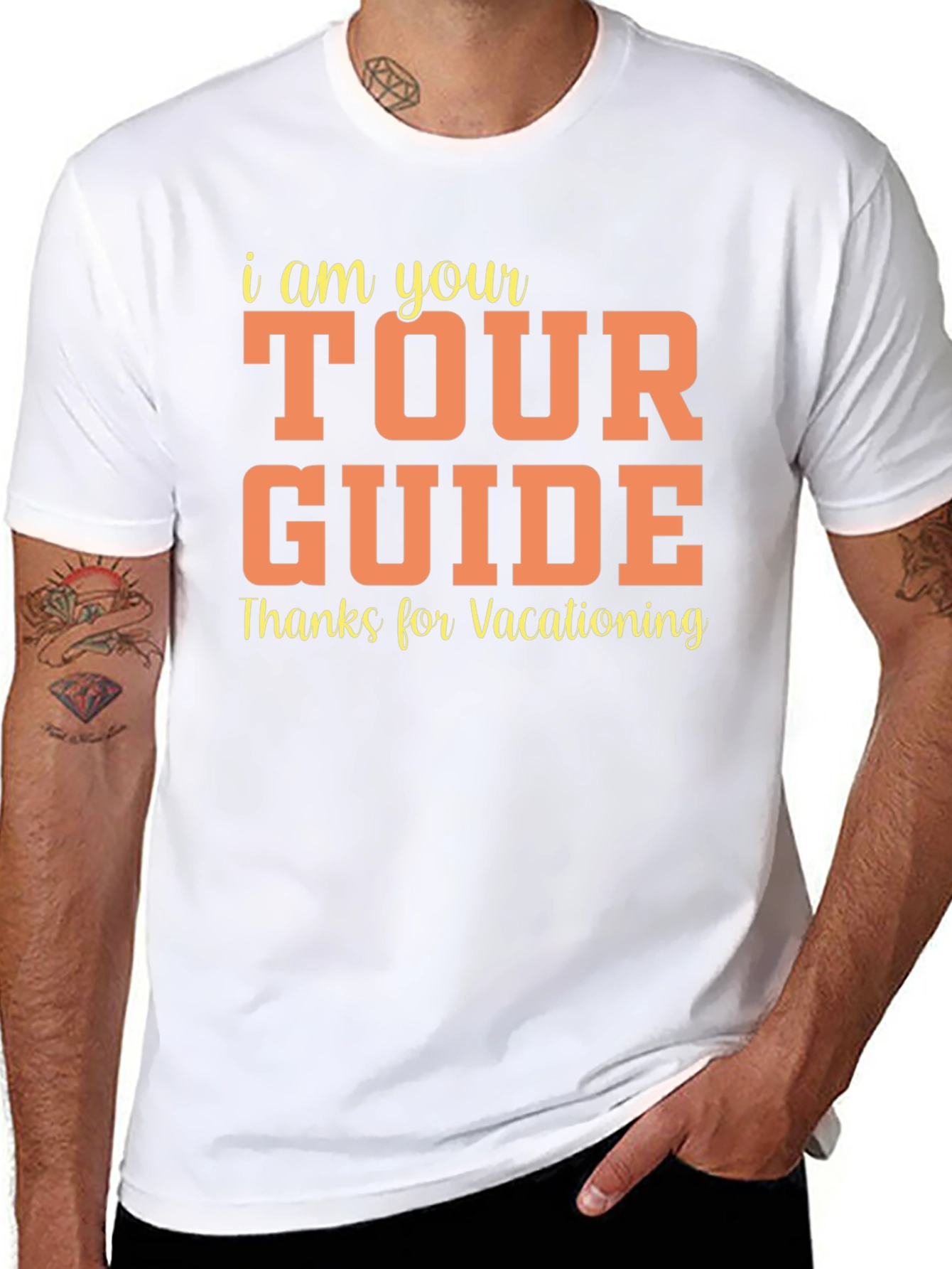 Black Tour Guide Vacationing Tee view 8