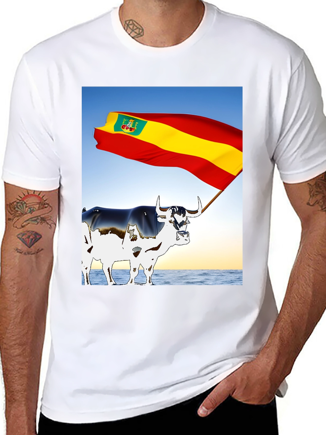 Black Spanish Bull Flag Graphic Tee view 8