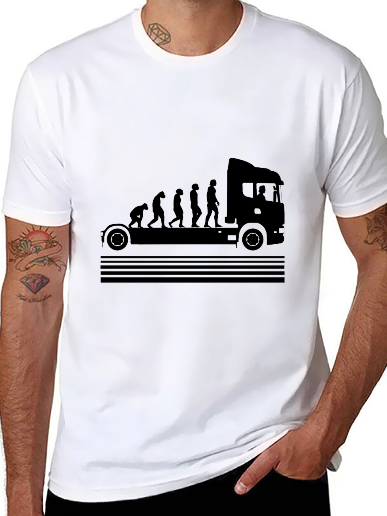 Black Truck Driver Evolution Black T-Shirt view 8