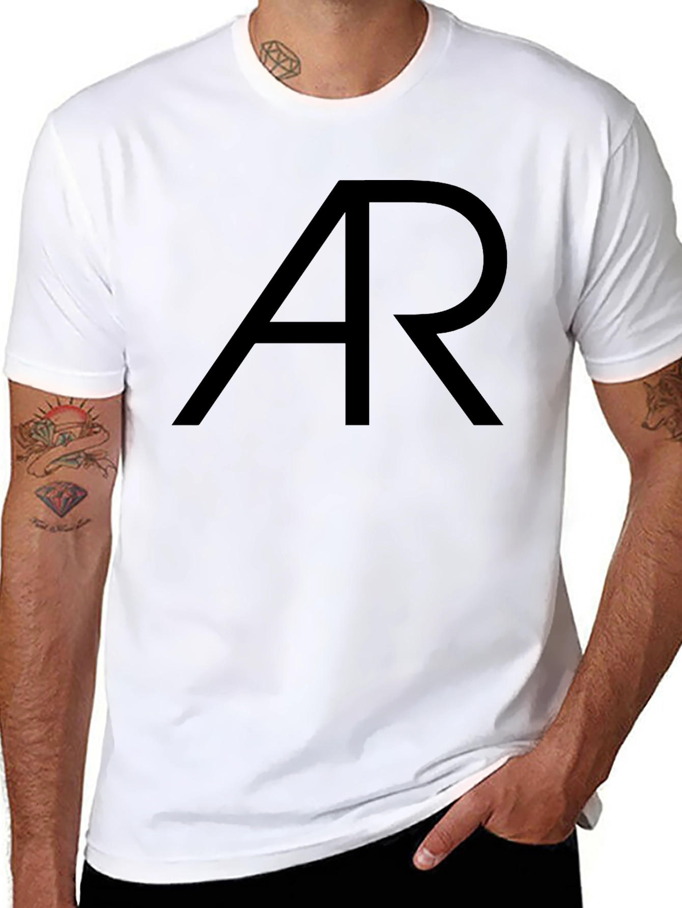 Black AR Initial Black Graphic Tee - Modern Style view 8