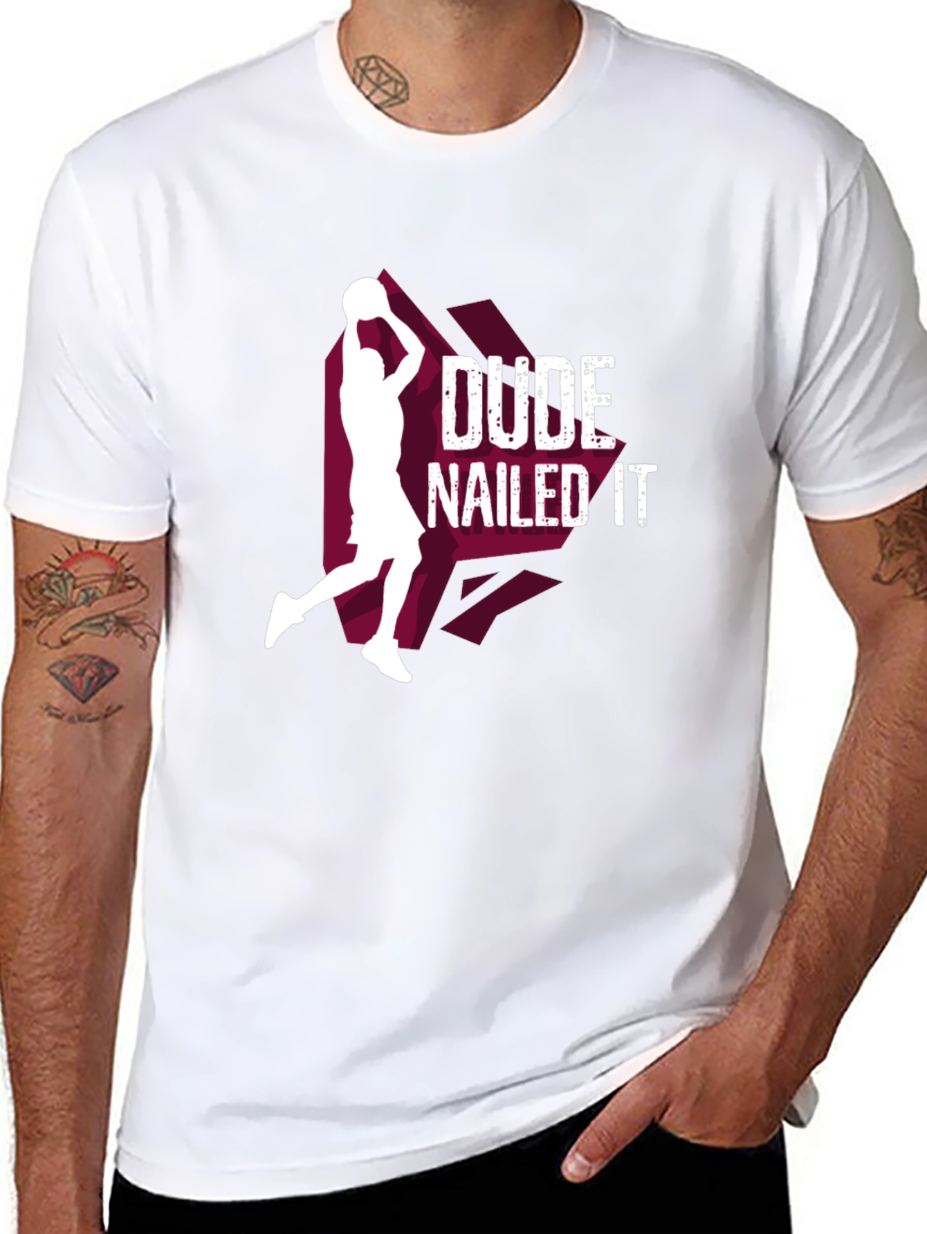 Black Dude Nailed It T-Shirt - Basketball Graphic Tee view 8
