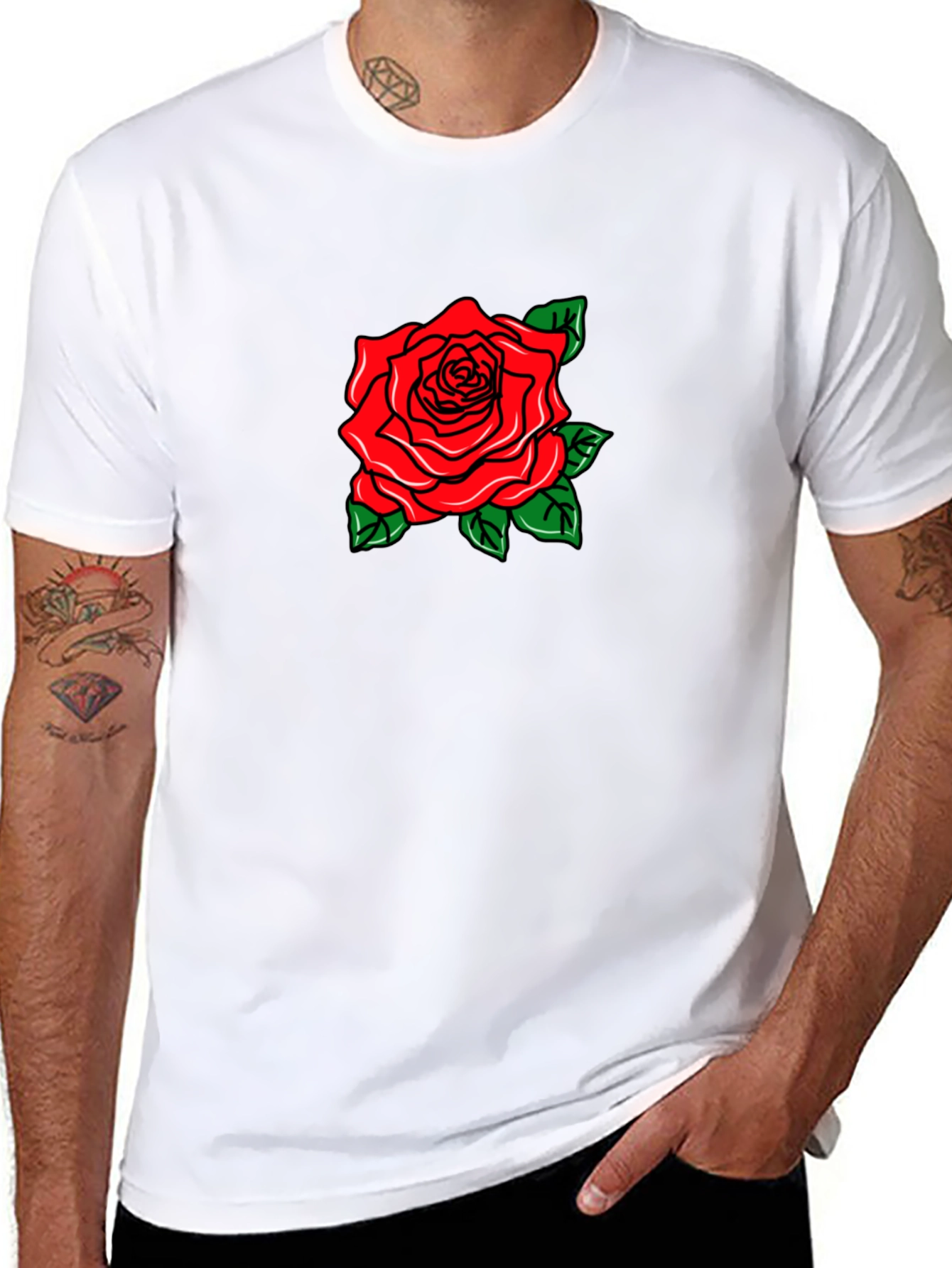 Black Black T-Shirt with Rose Graphic view 8