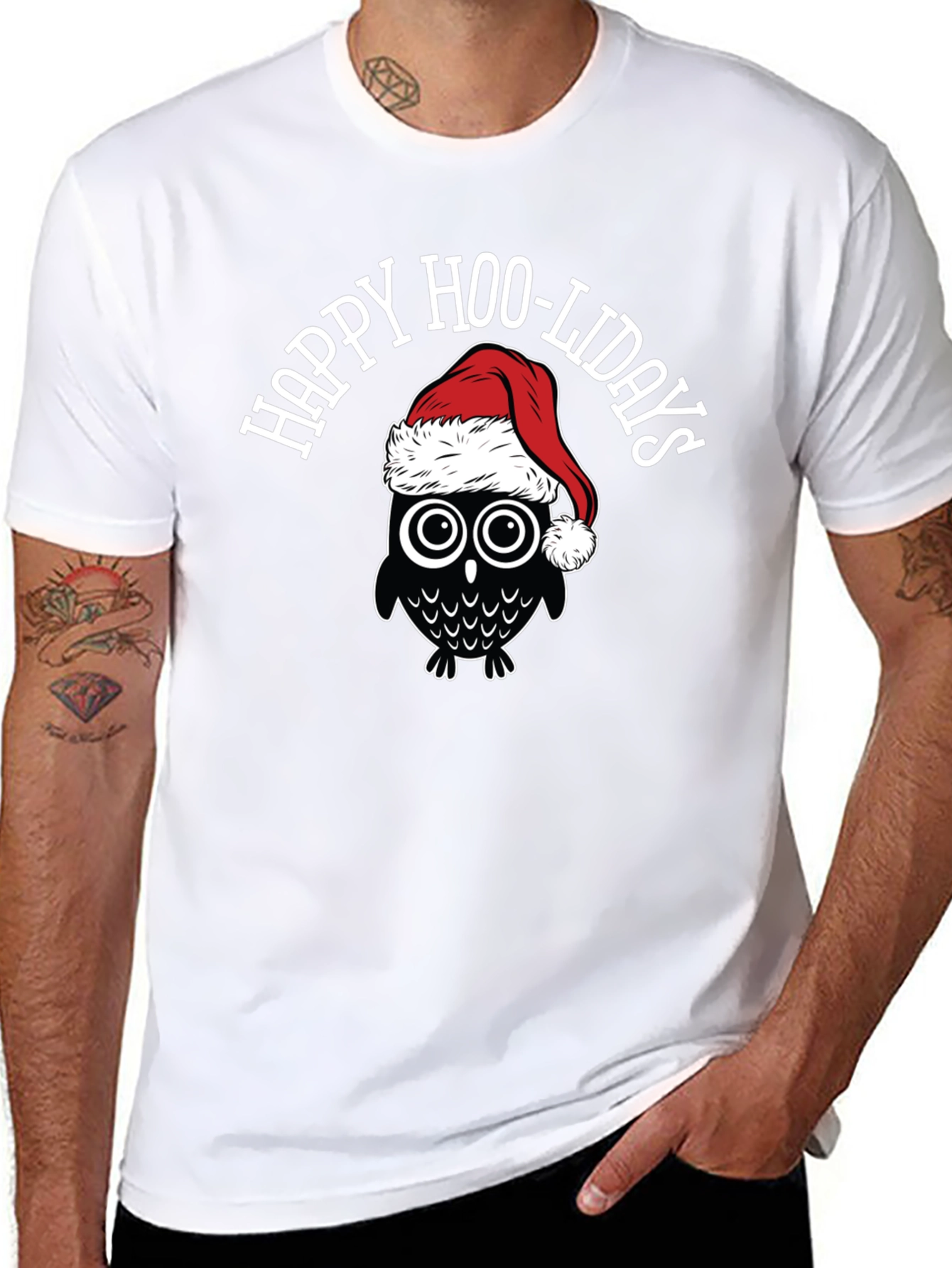 Black Happy Hoo-lidays Owl Graphic Tee view 8