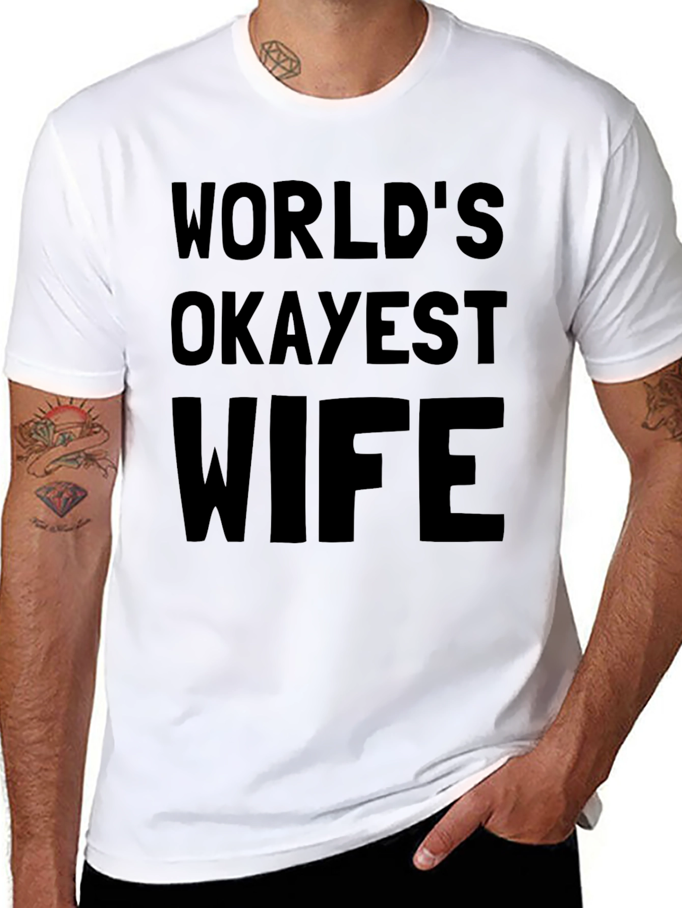 Black World's Okayest Wife - Novelty T-Shirt view 8