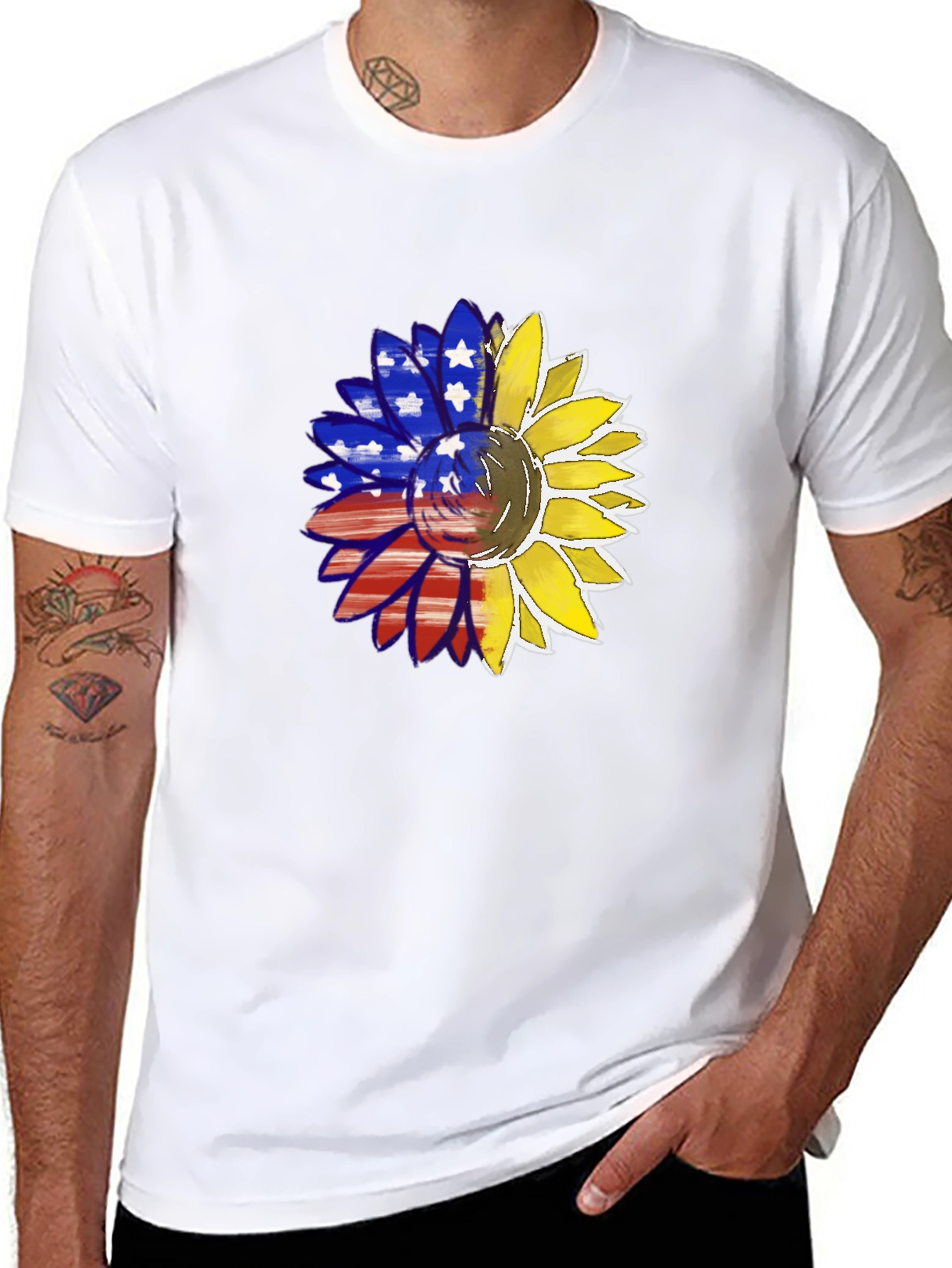 Black Patriotic Sunflower Graphic T-Shirt view 8