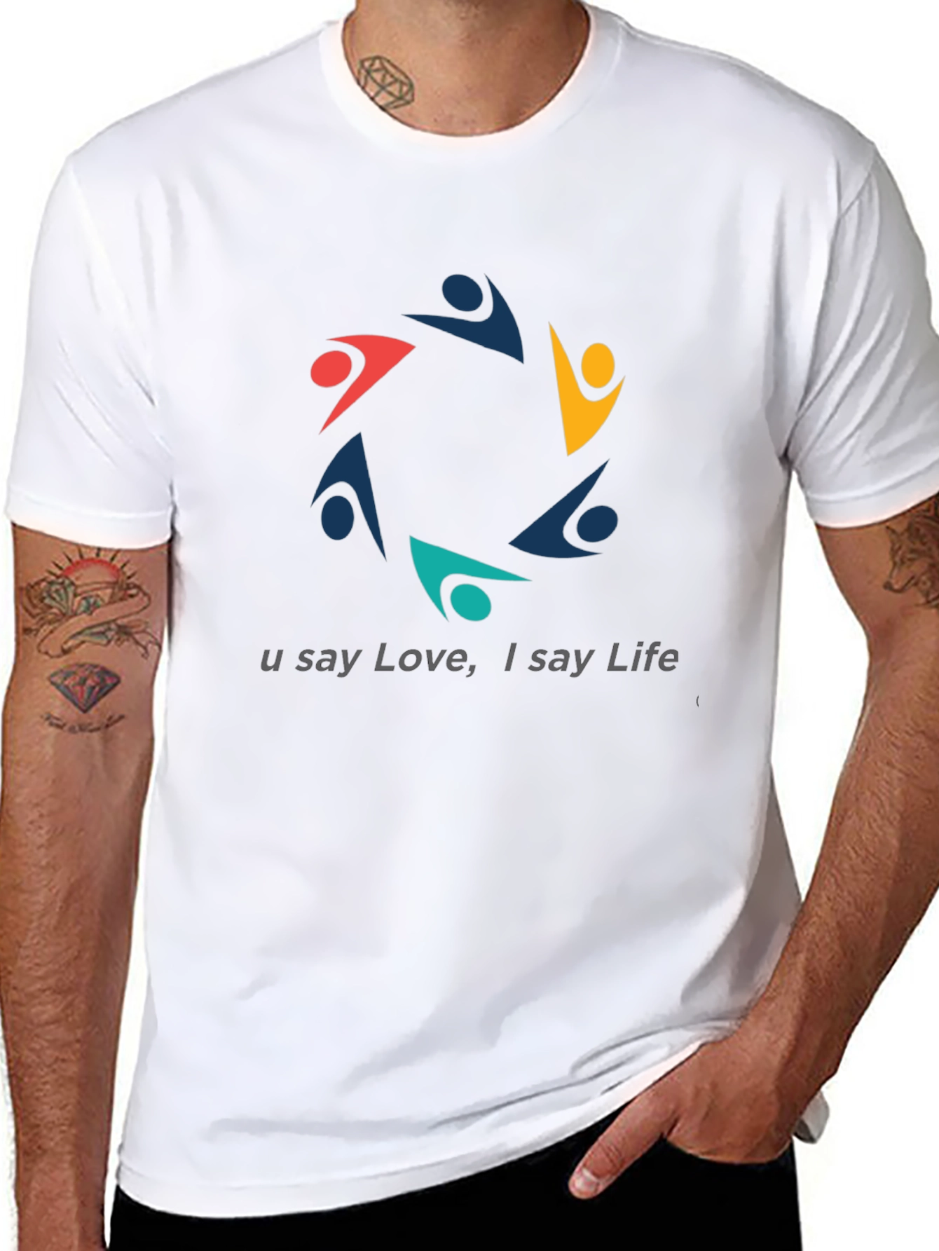 Black Unity Love Life Graphic Black T-Shirt view 8