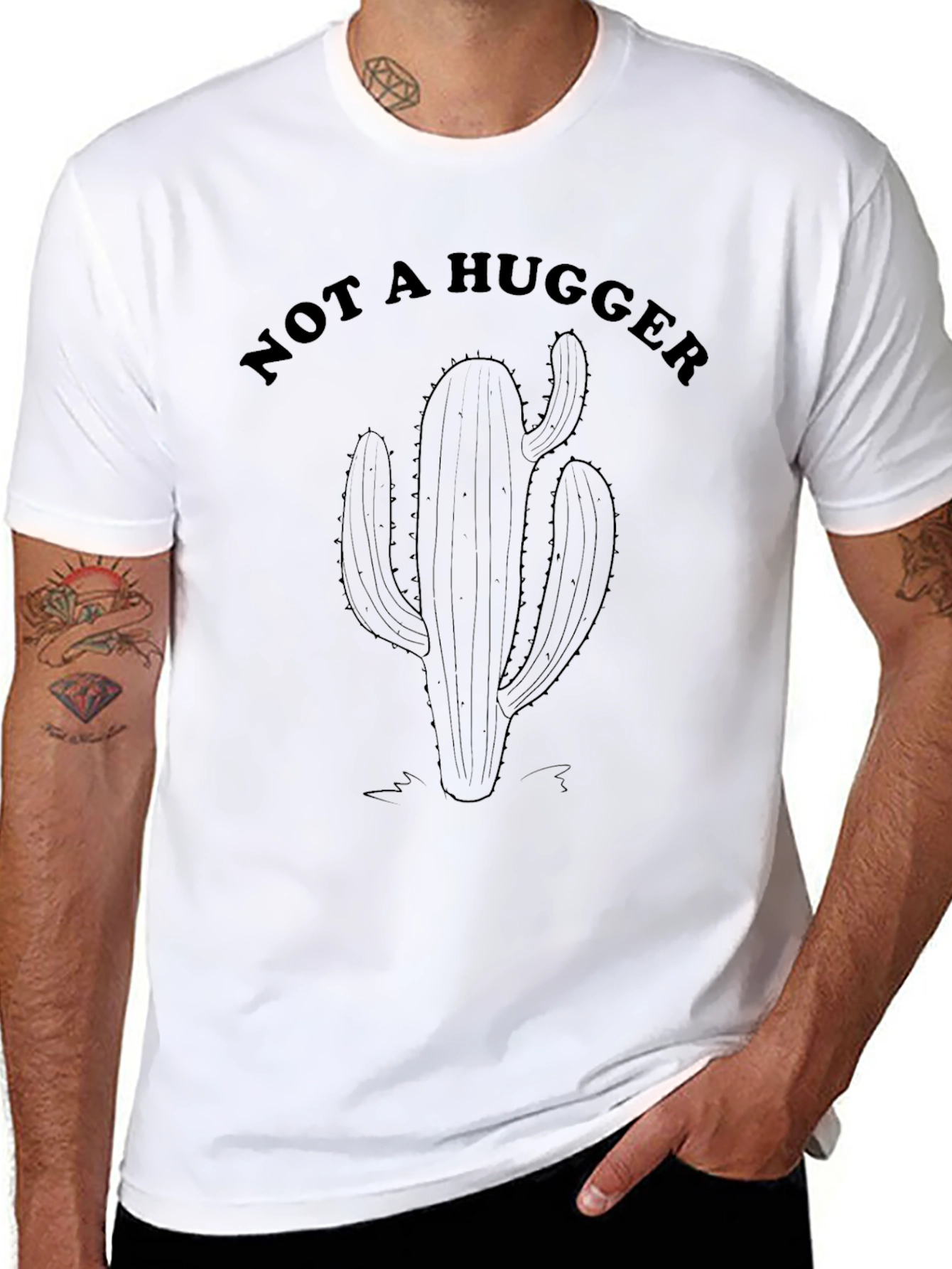 Black Not A Hugger Cactus Graphic Tee view 8