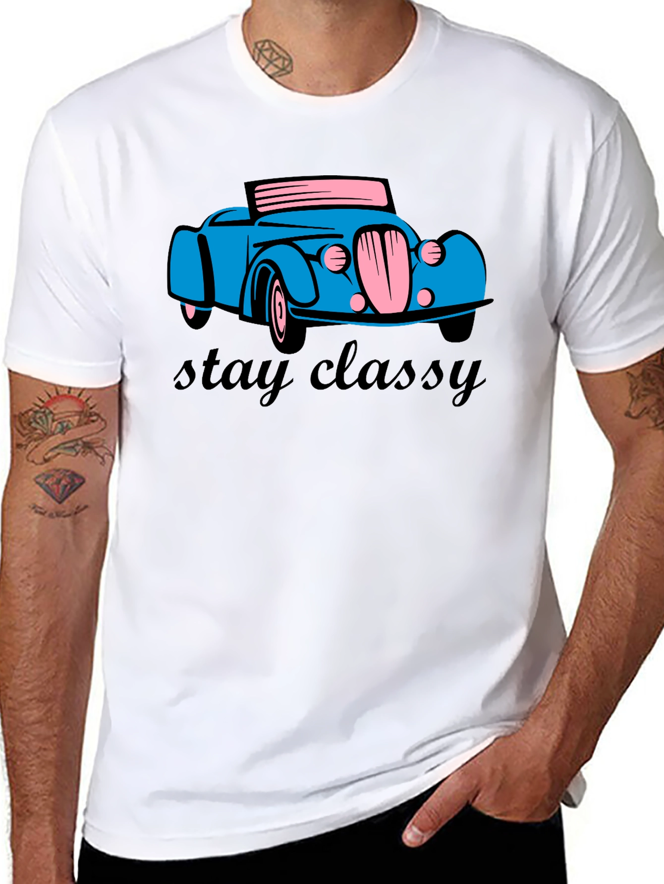 Black Stay Classy Car T-Shirt - Classic Retro Design view 8