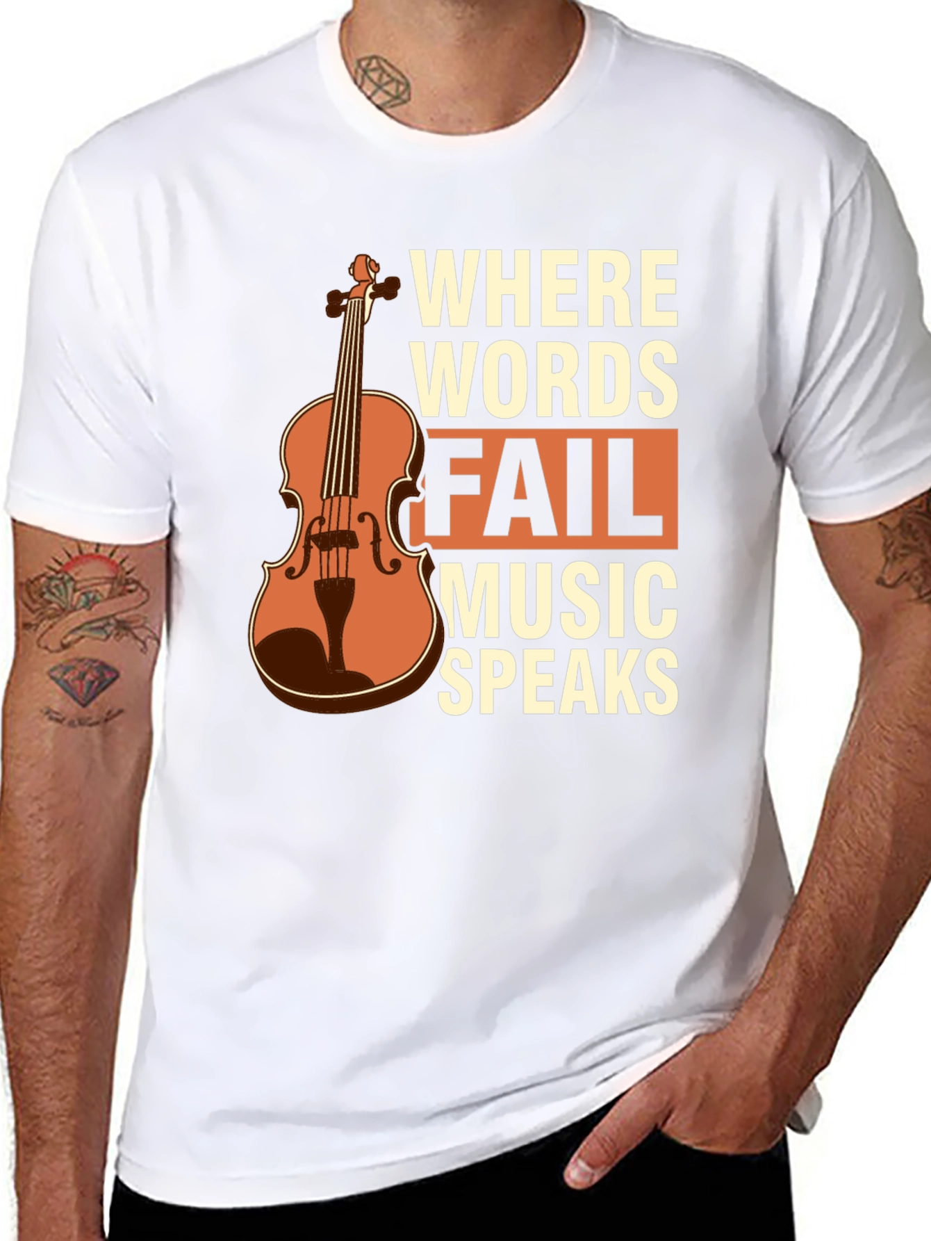 Black Music Speaks T-Shirt - Violin Design view 8