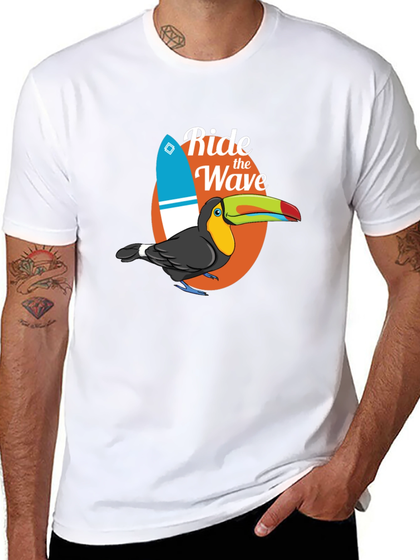Black Ride the Wave Toucan Graphic T-Shirt view 8